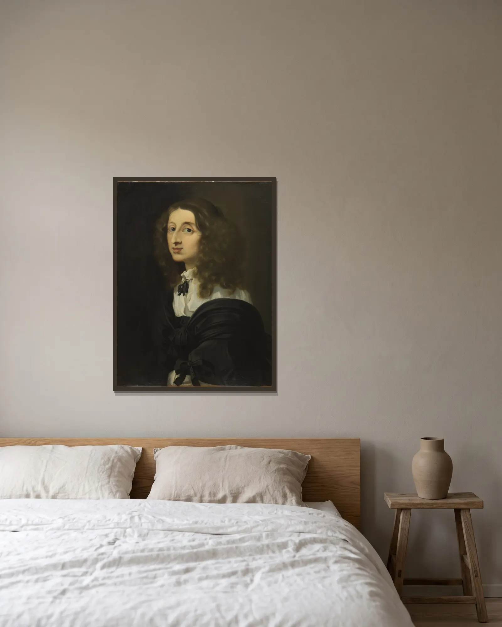 Queen Christina av Sébastien Bourdon inramad på en vägg