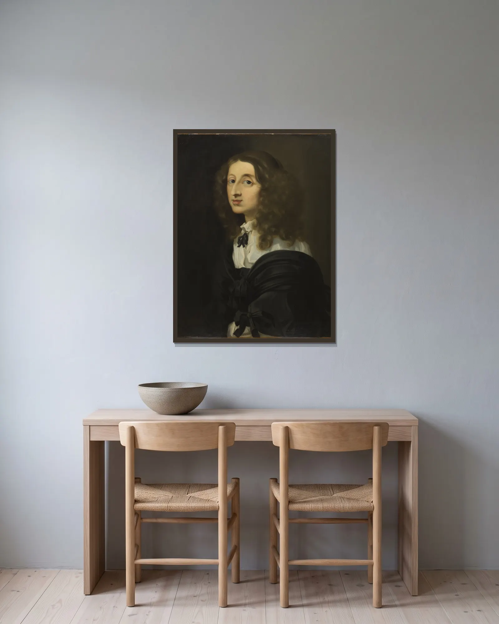 Queen Christina av Sébastien Bourdon inramad på en vägg