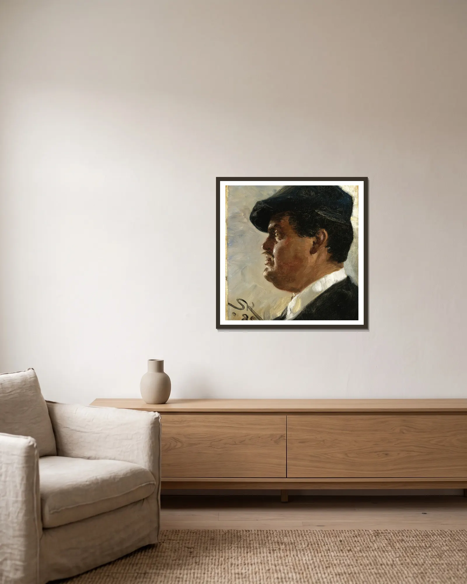 Carl Locher av Peder Severin Krøyer inramad på en vägg