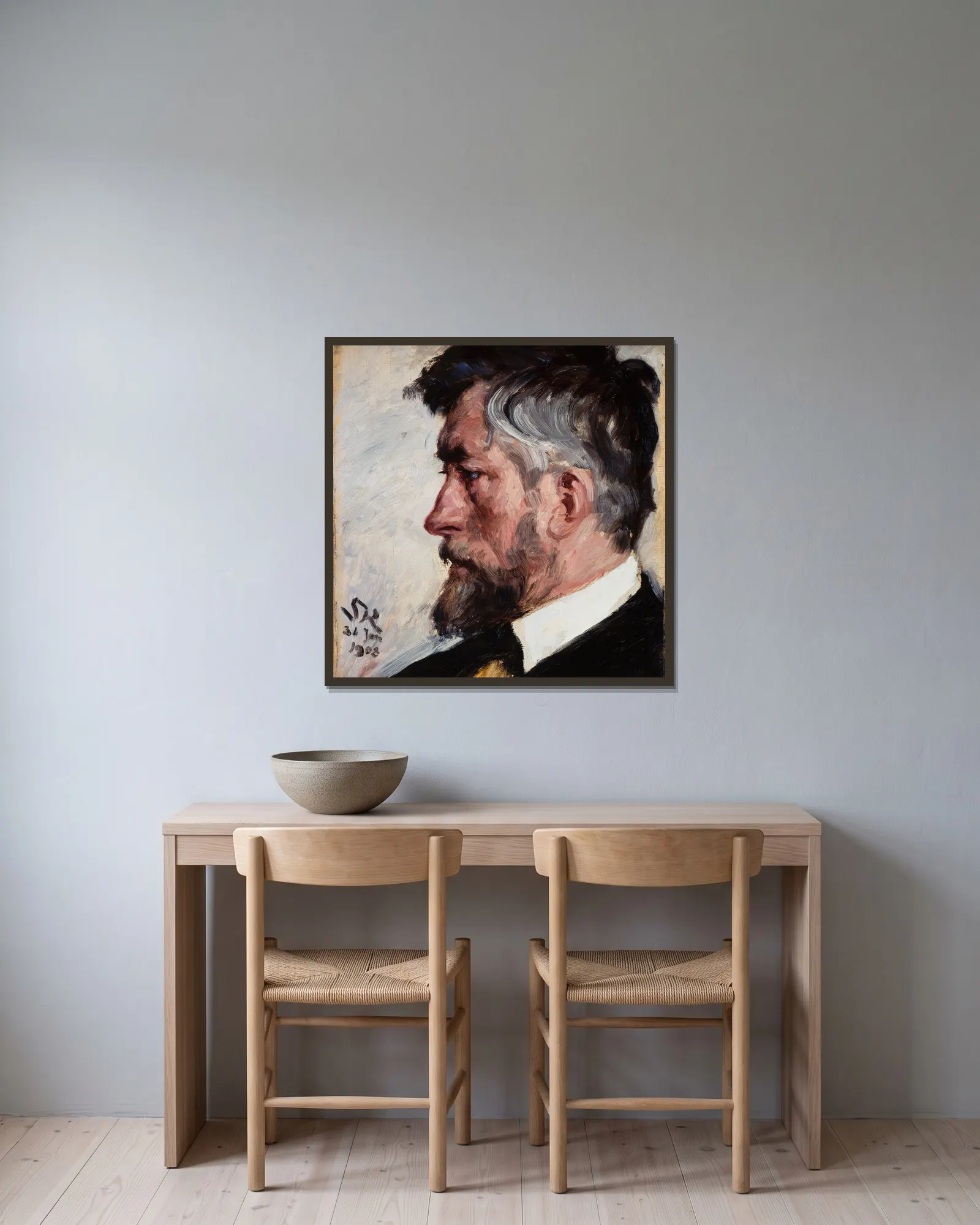 J.F. Willumsen av Peder Severin Krøyer inramad på en vägg