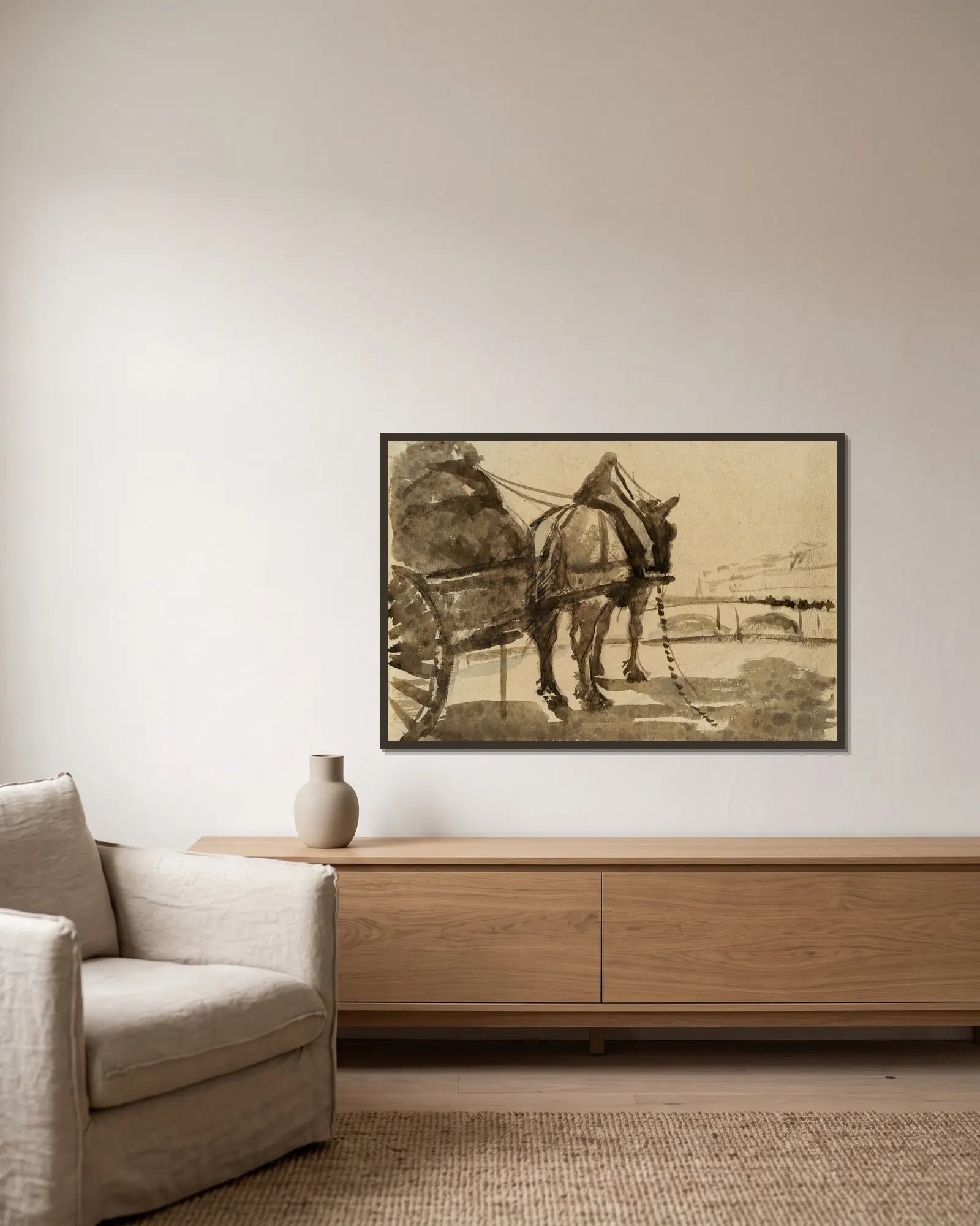 The Horse av Donald Shaw MacLaughlan inramad på en vägg