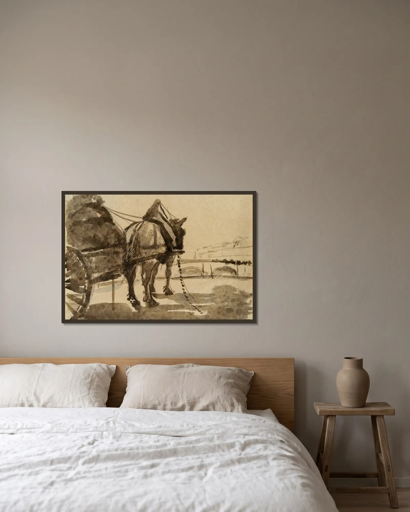 The Horse av Donald Shaw MacLaughlan inramad på en vägg