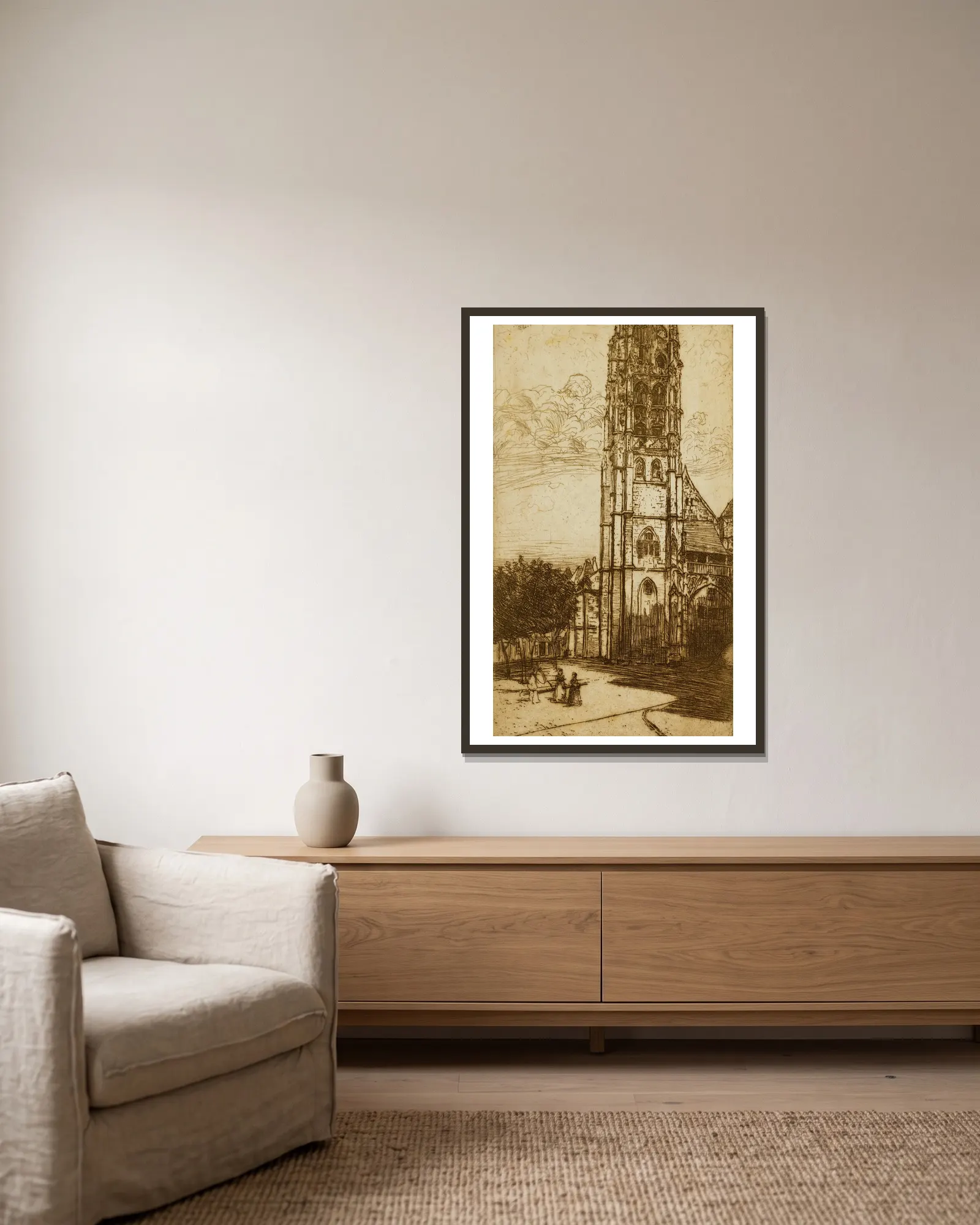 Tour St. Laurent, Rouen av Donald Shaw MacLaughlan inramad på en vägg