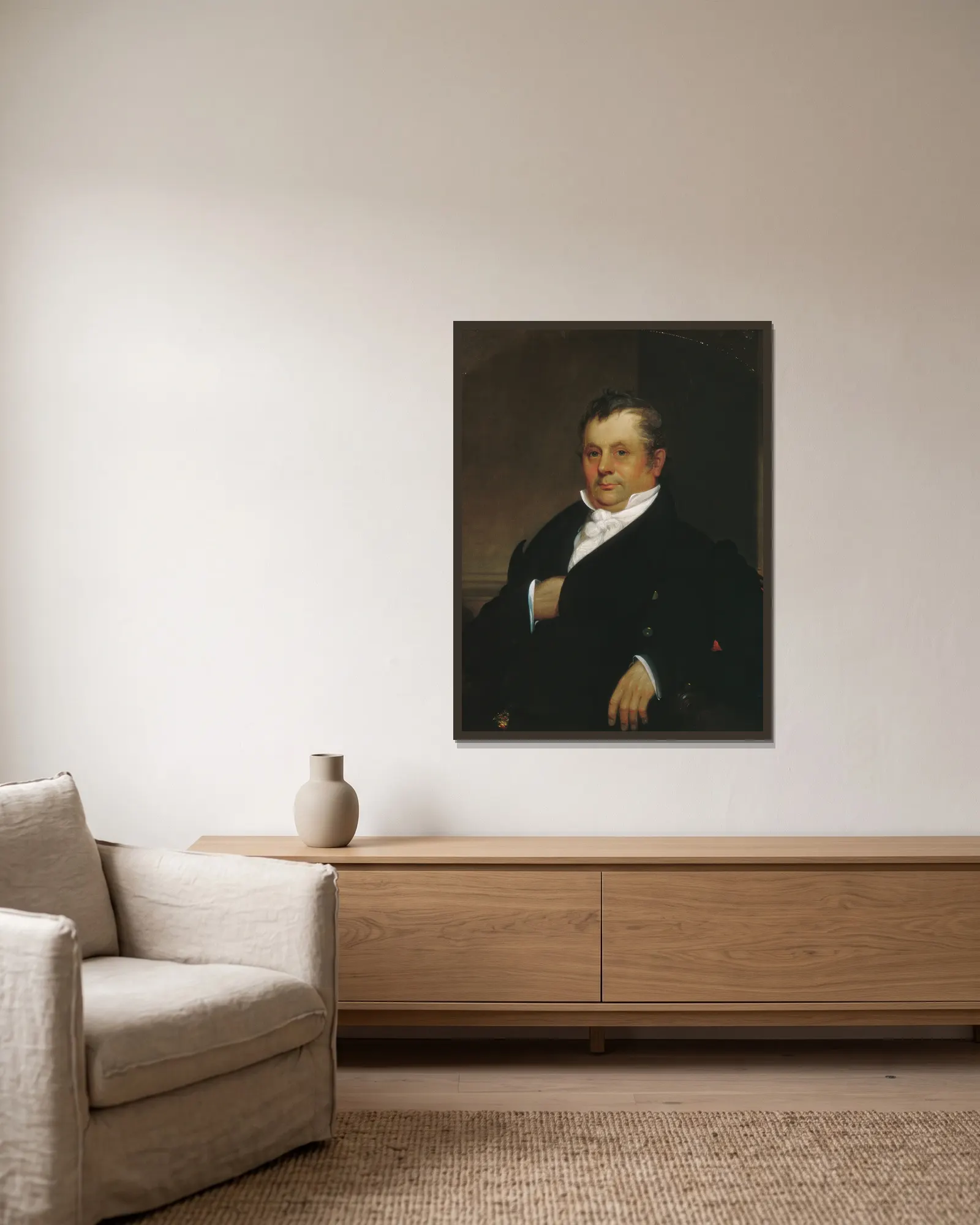 Gideon Tucker av William Sidney Mount inramad på en vägg