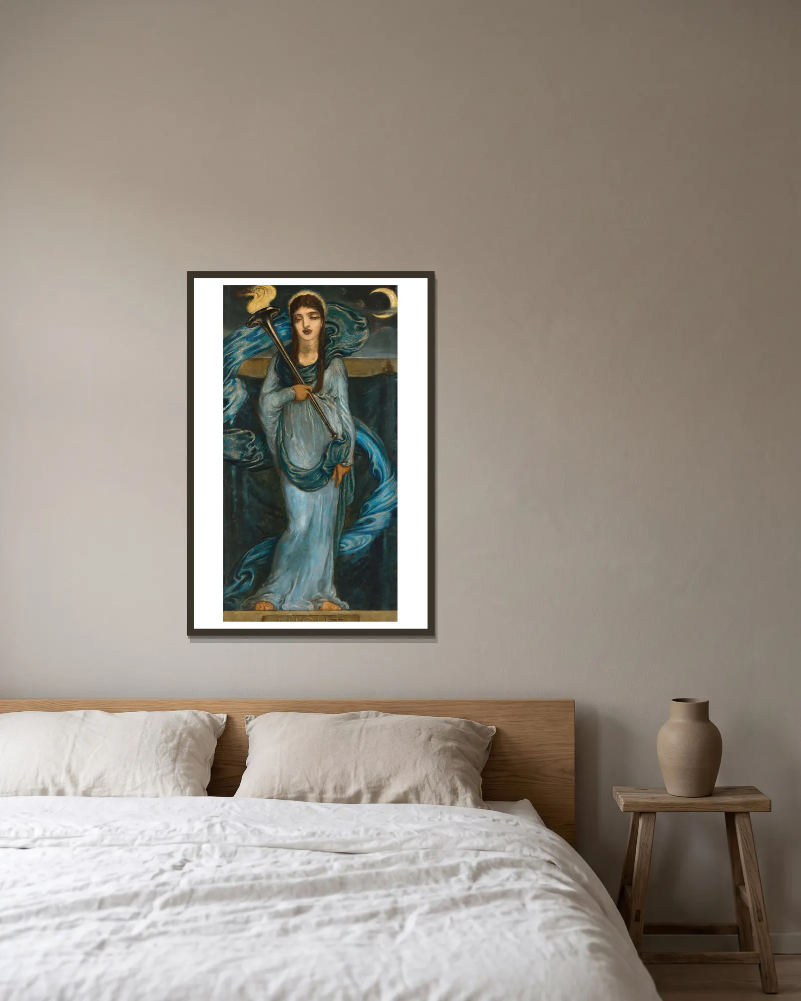 Night av Simeon Solomon inramad på en vägg
