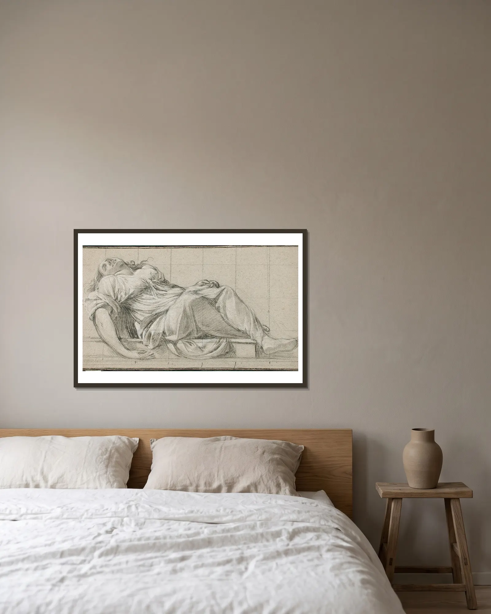 Reclining Model av Simon Vouet inramad på en vägg