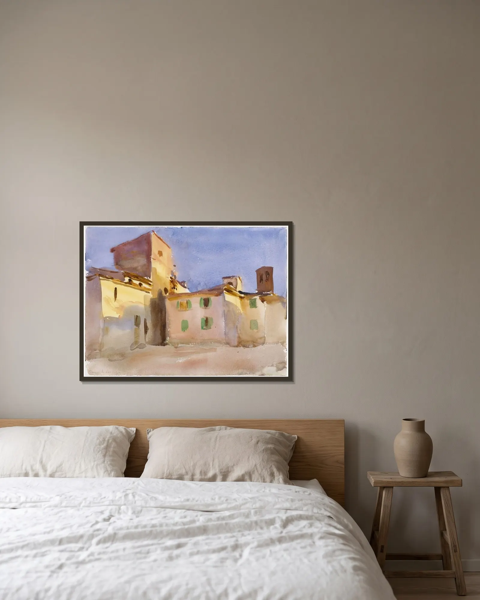 Borgo San Lorenzo, 1910 – nr 2 av John Singer Sargent inramad på en vägg