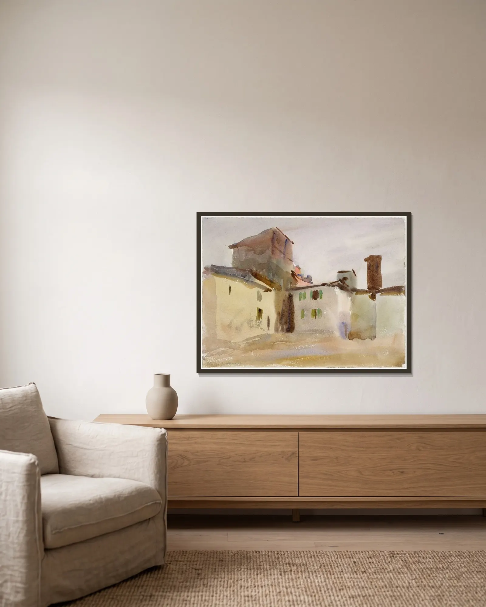 Borgo San Lorenzo, 1910 – nr 1 av John Singer Sargent inramad på en vägg