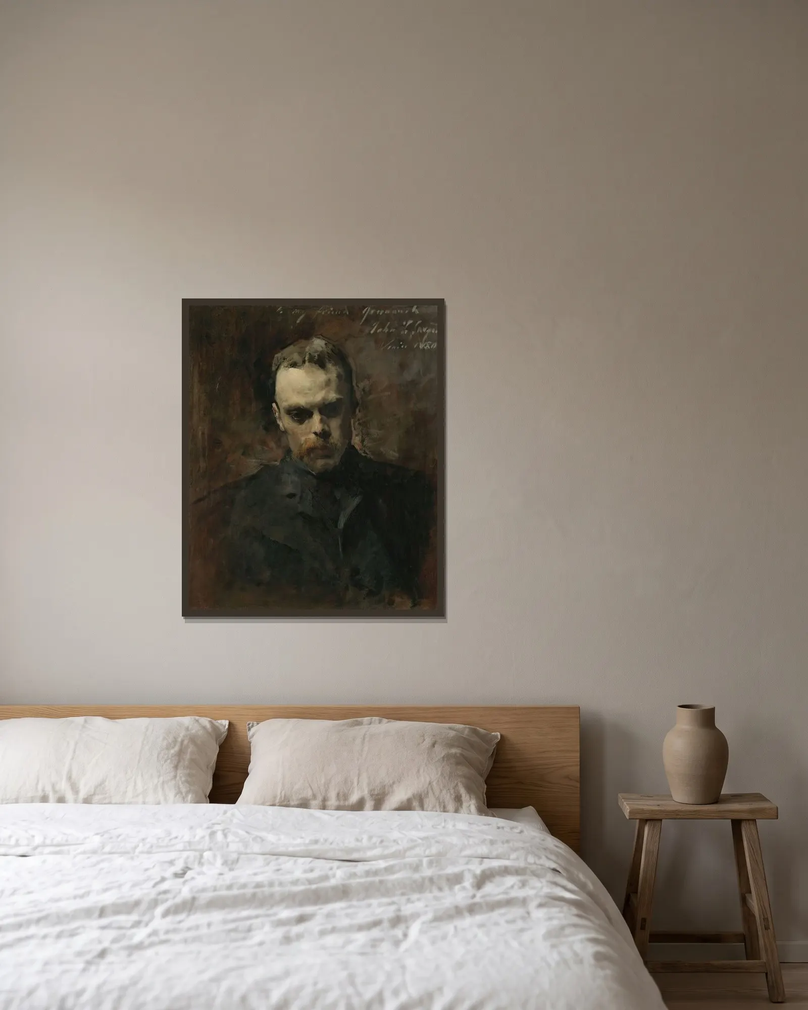 Gordon Greenough av John Singer Sargent inramad på en vägg