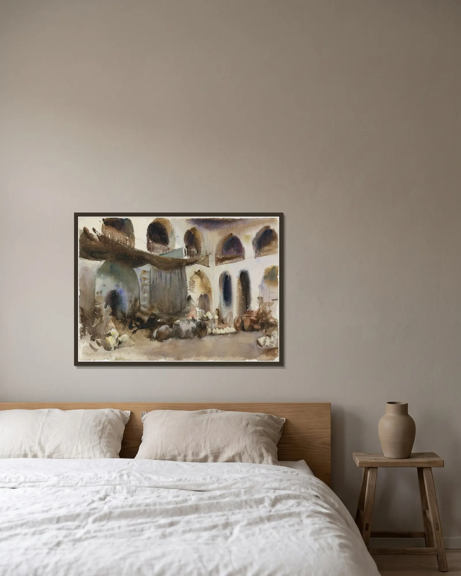 Market Place av John Singer Sargent inramad på en vägg