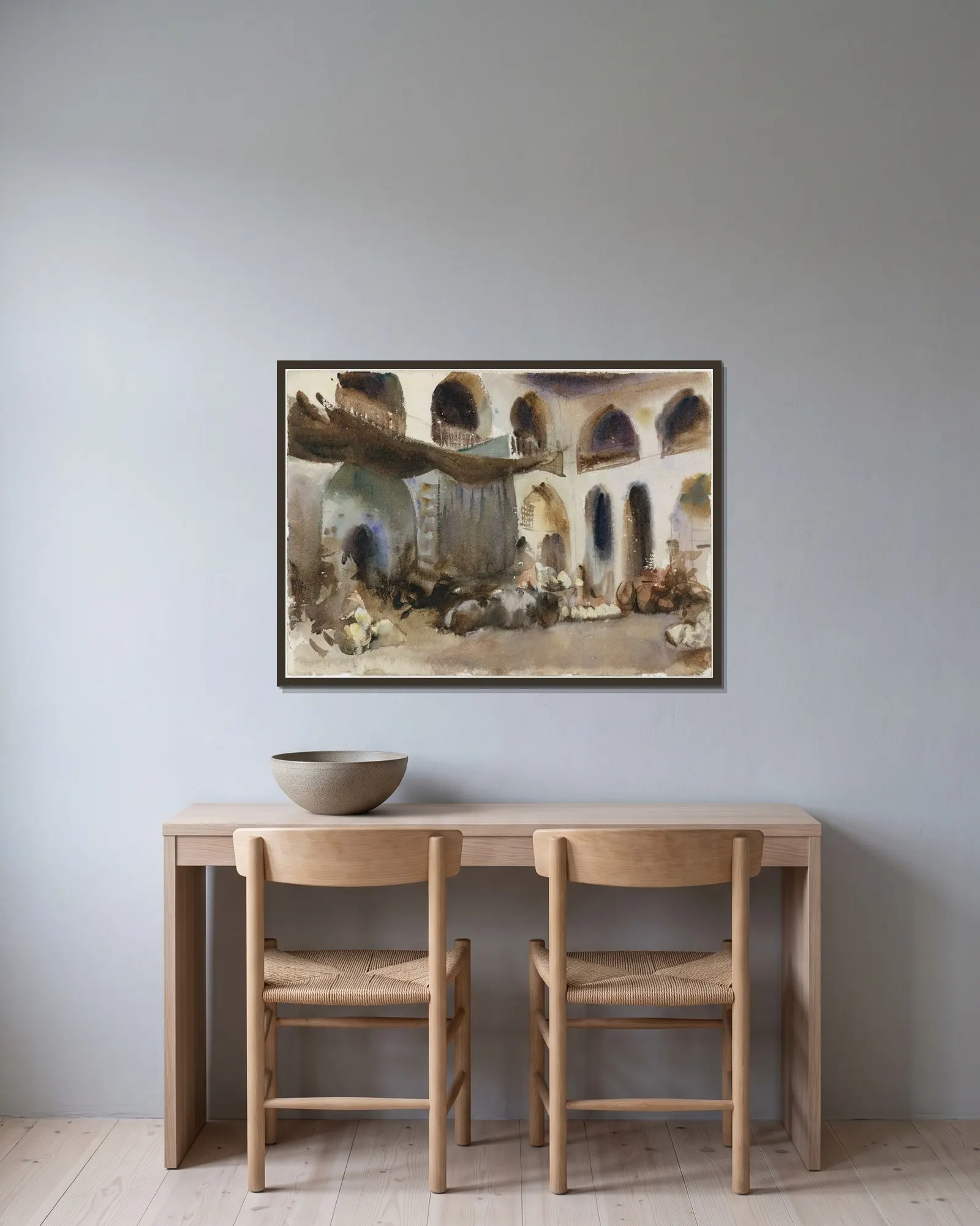 Market Place av John Singer Sargent inramad på en vägg