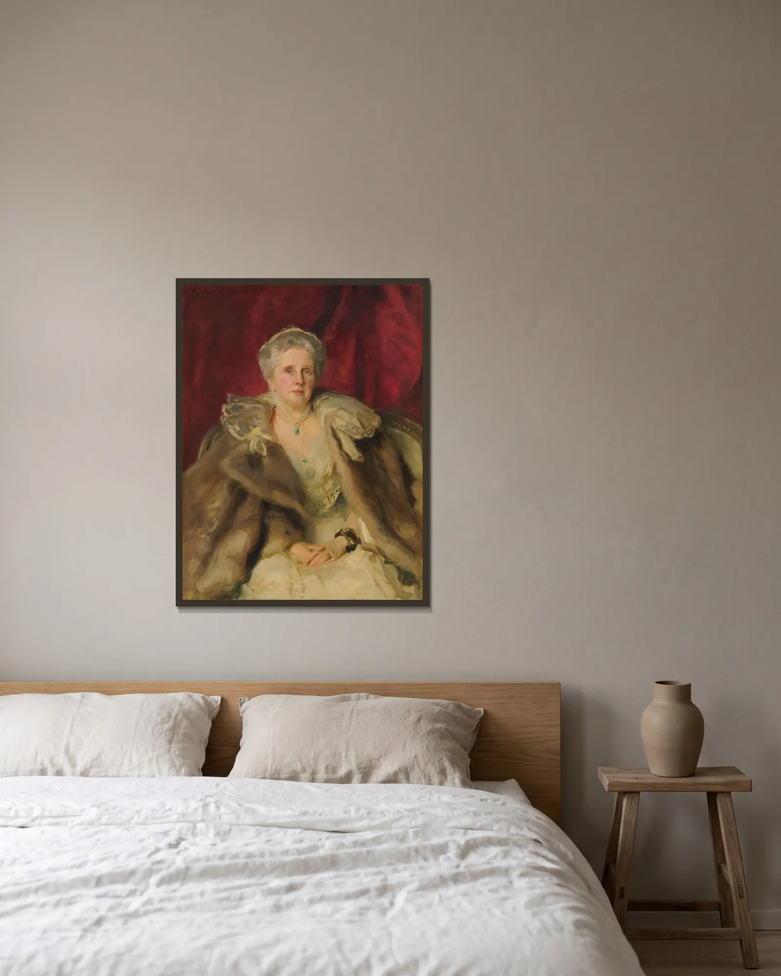 Mrs. Hugh Smith av John Singer Sargent inramad på en vägg
