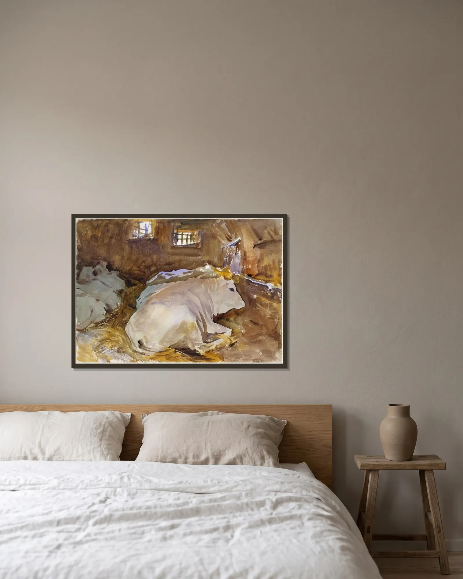 Oxen av John Singer Sargent inramad på en vägg