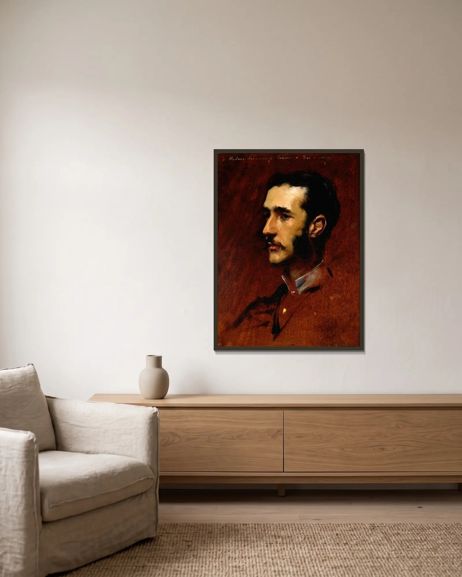 Ramon Subercaseaux av John Singer Sargent inramad på en vägg