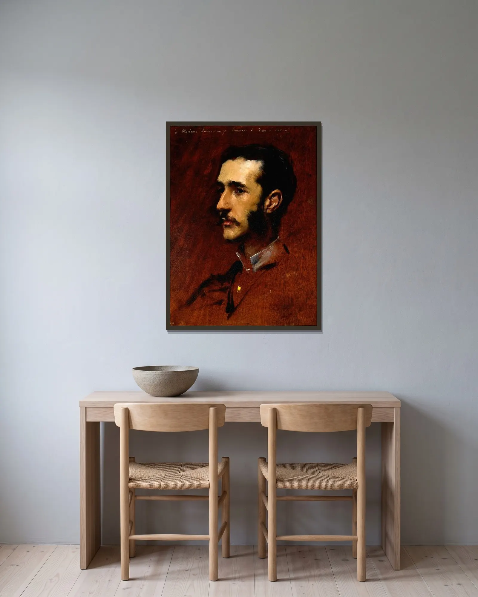 Ramon Subercaseaux av John Singer Sargent inramad på en vägg