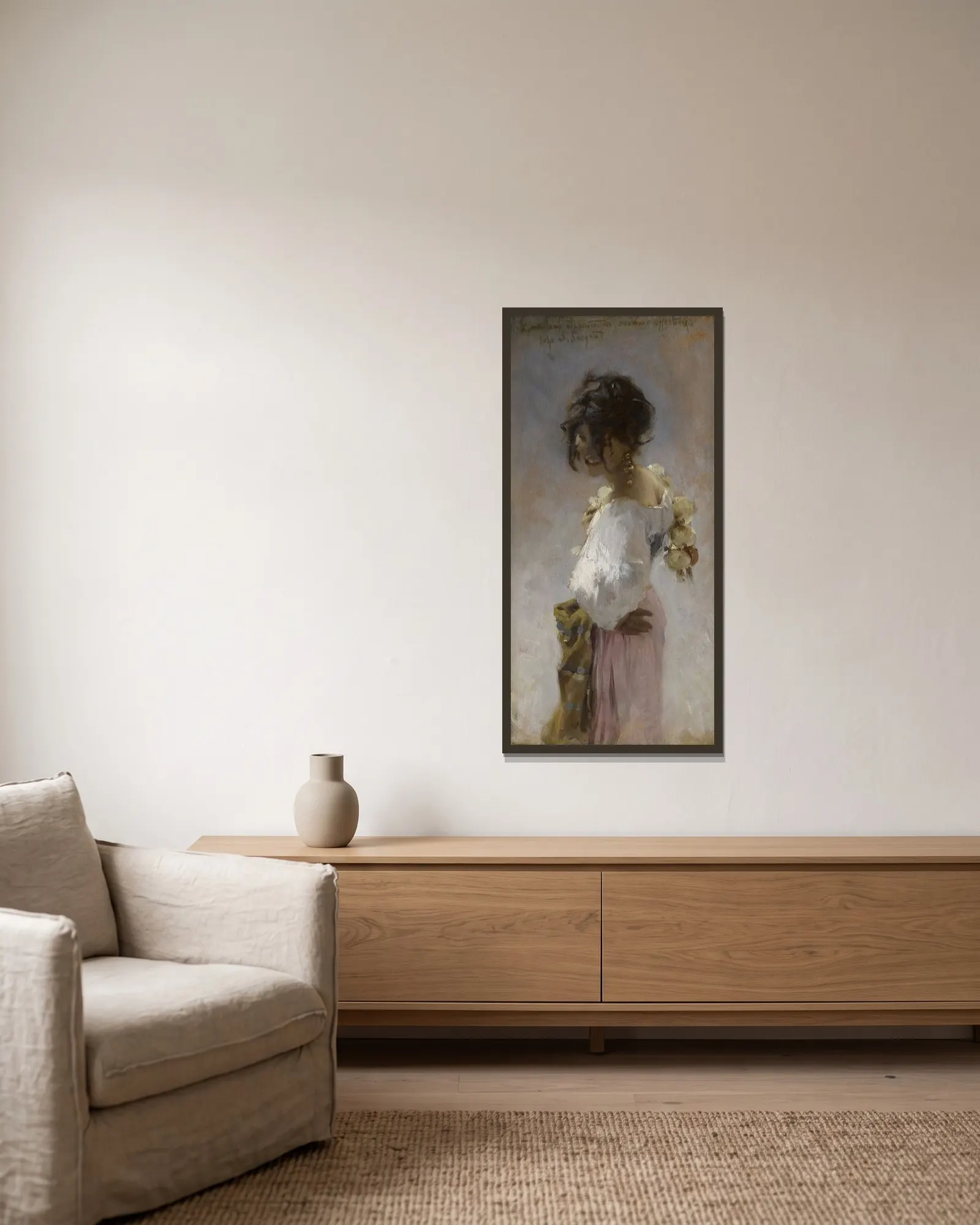 Rosina av John Singer Sargent inramad på en vägg