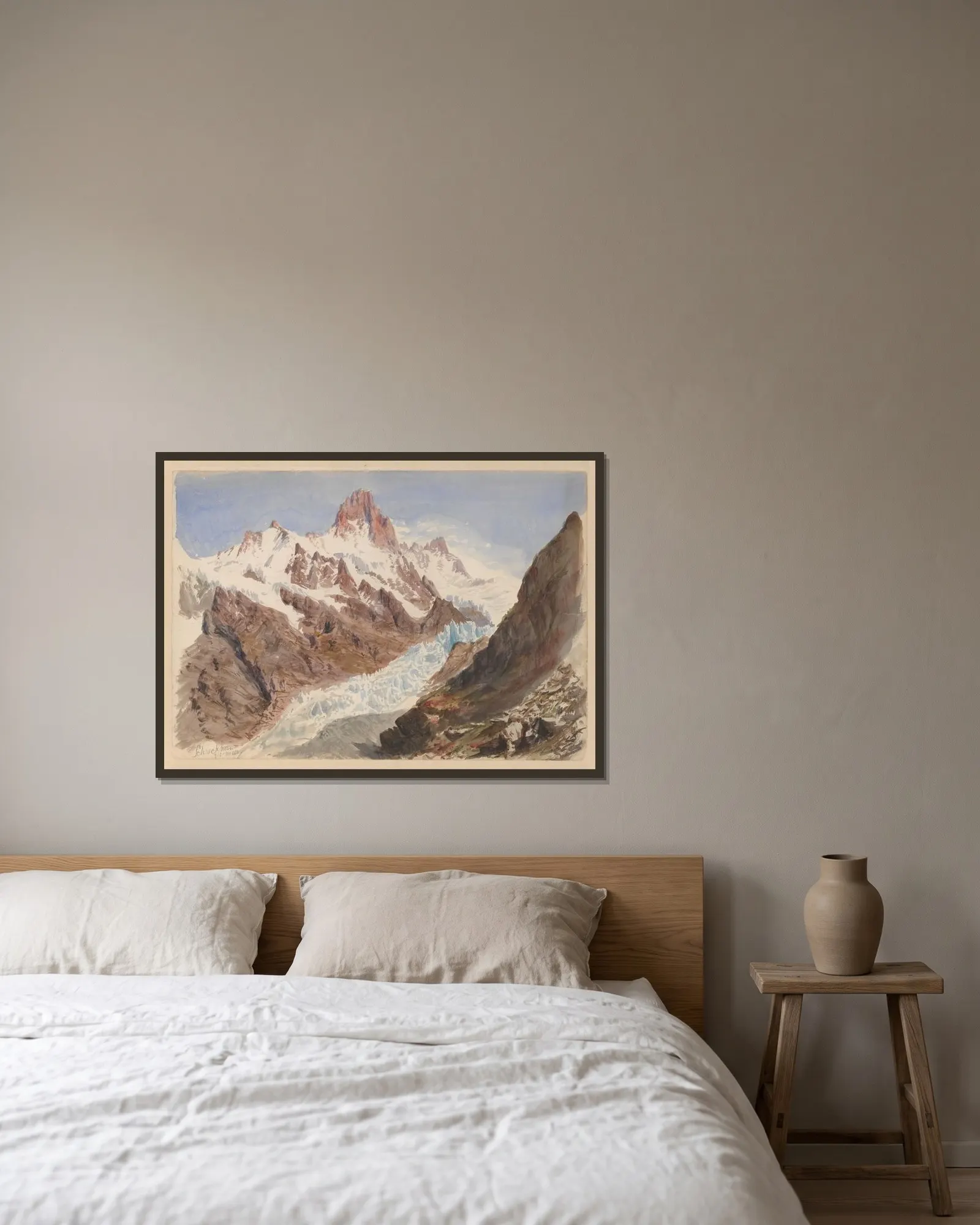 Schreckhorn, Eismeer av John Singer Sargent inramad på en vägg