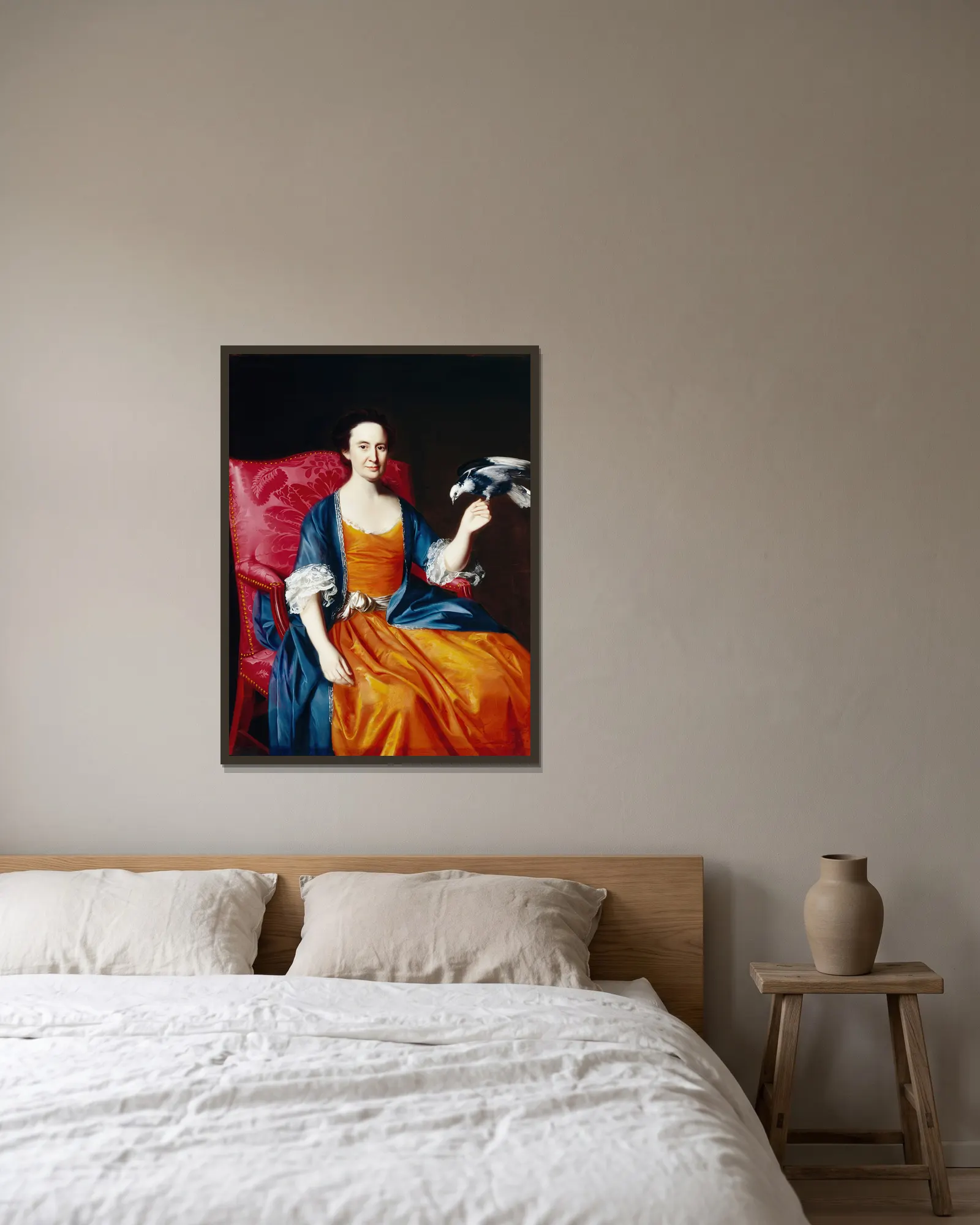 Mrs. Benjamin Hallowell av John Singleton Copley inramad på en vägg