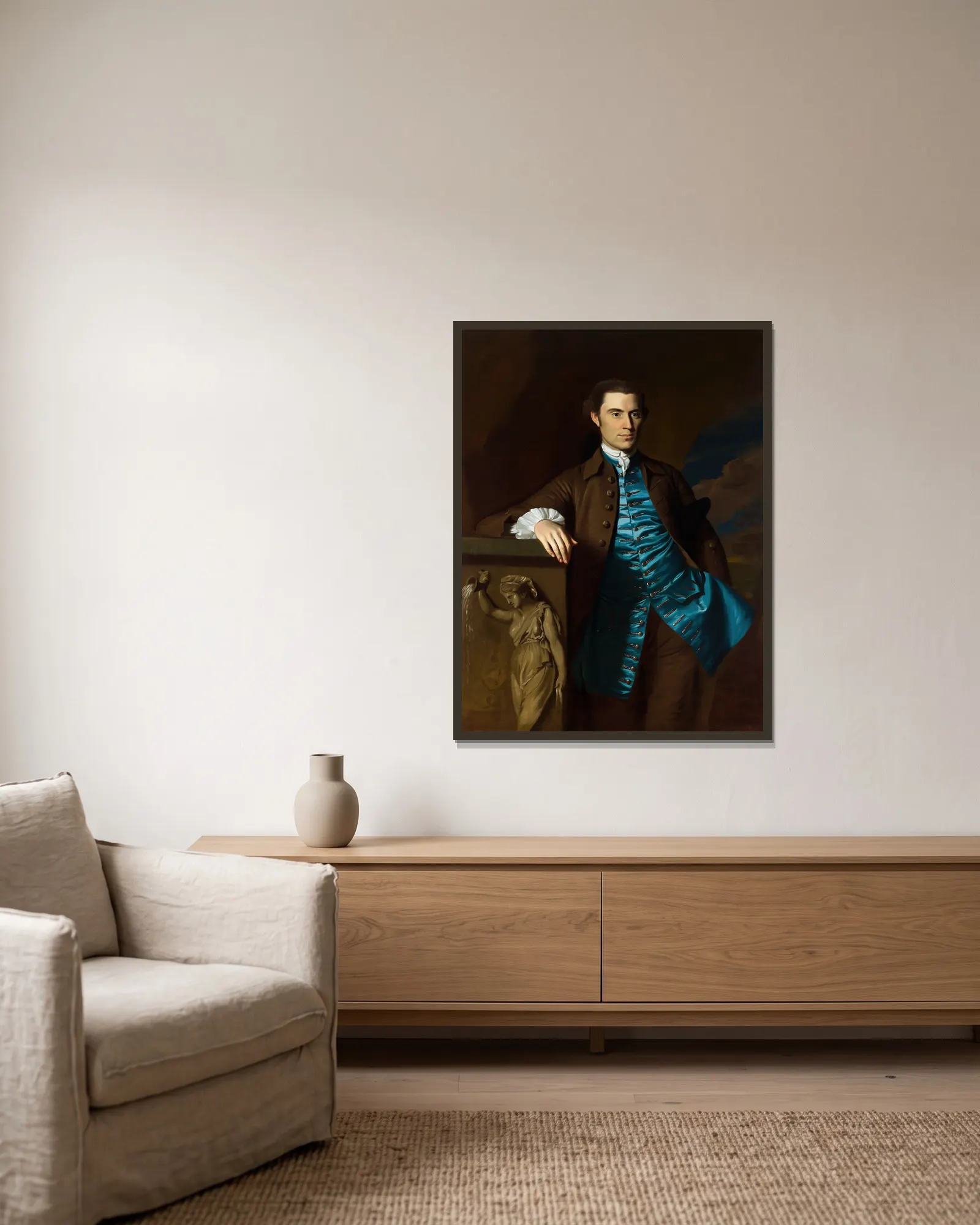 Thaddeus Burr av John Singleton Copley inramad på en vägg