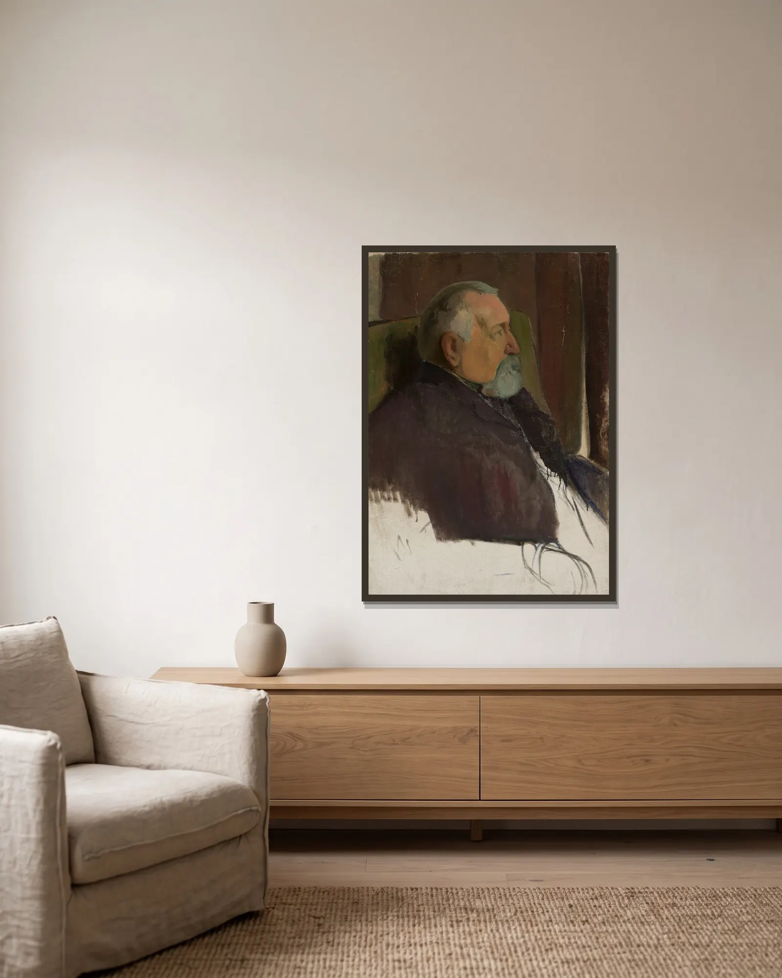 Male portrait av Władysław Ślewiński inramad på en vägg