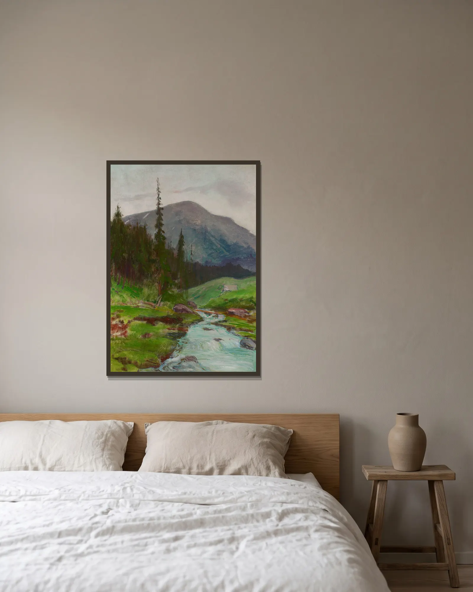 Mountain landscape av Władysław Ślewiński inramad på en vägg