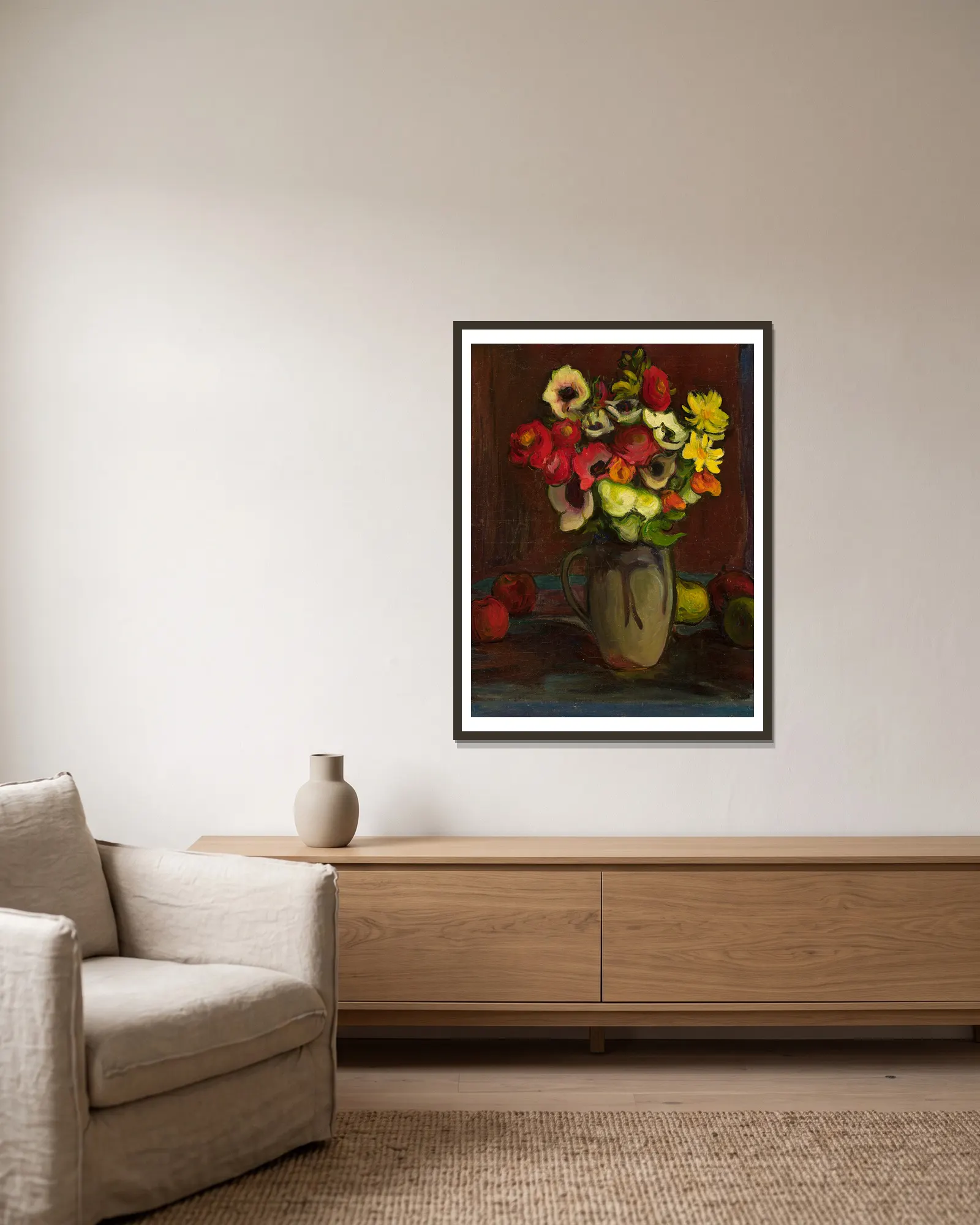 Still life av Władysław Ślewiński inramad på en vägg
