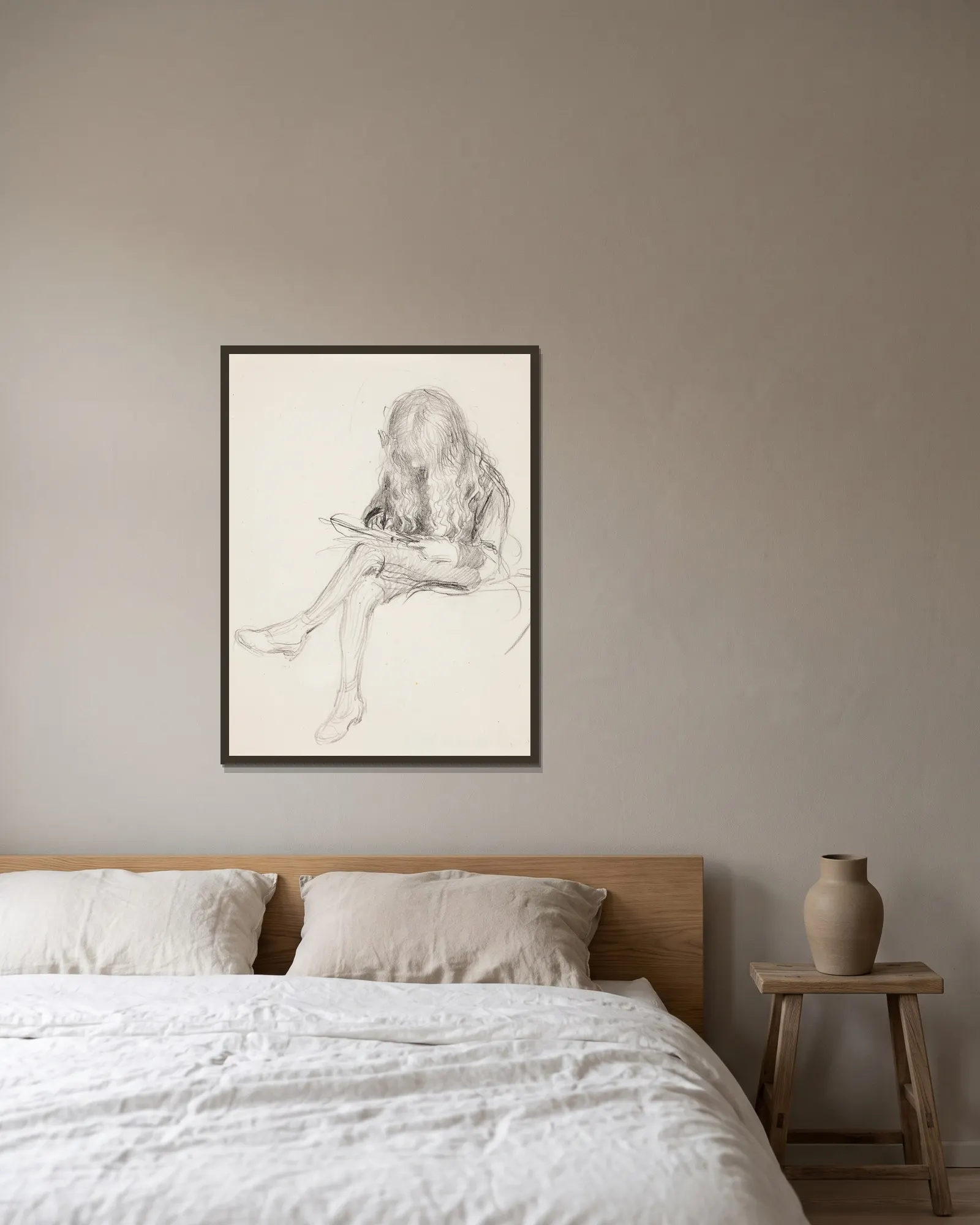 Antti Drawing, 1908 – nr 2 av Venny Soldan-Brofeldt inramad på en vägg