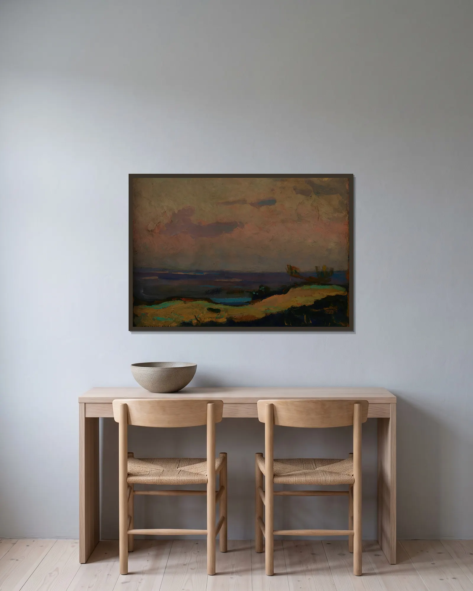 Dusk av Jan Stanisławski inramad på en vägg