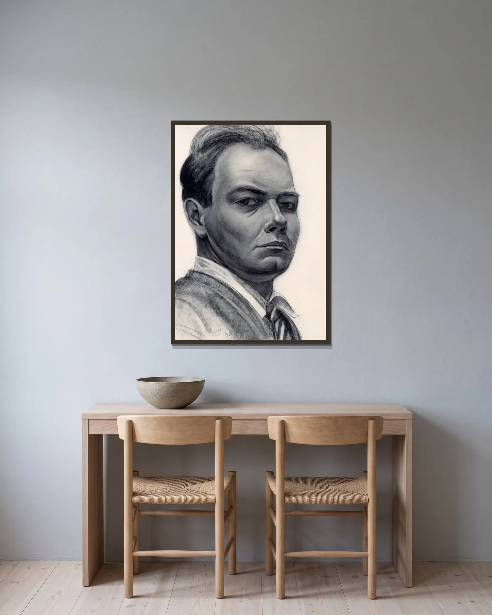 Self-Portrait av John Steuart Curry inramad på en vägg