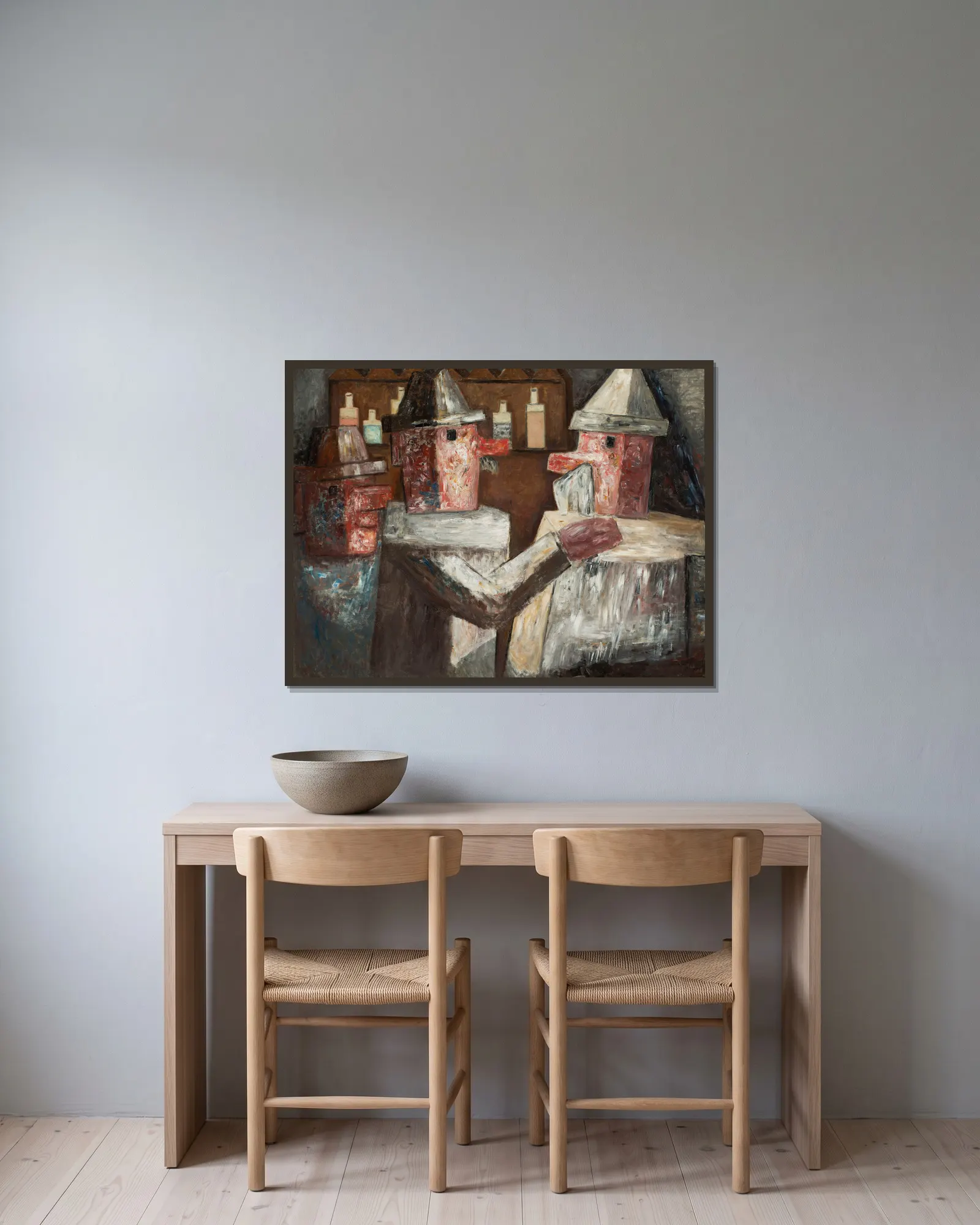 In a bar av Tadeusz Makowski inramad på en vägg