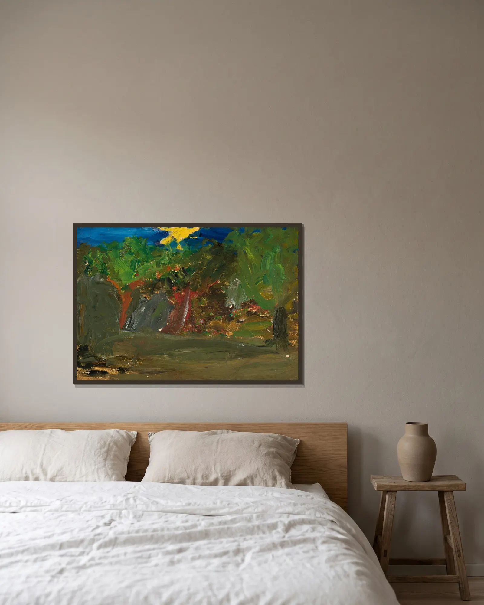 Sun over a garden av Tadeusz Makowski inramad på en vägg