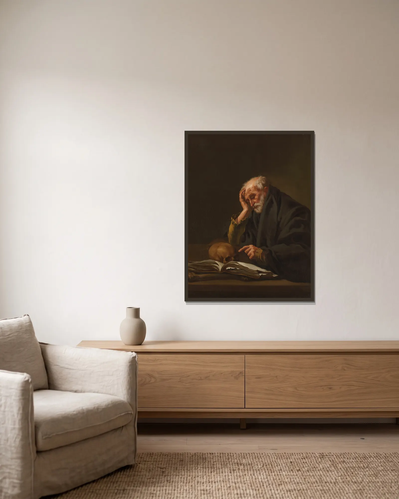 Saint Jerome av Hendrick Ter Brugghen inramad på en vägg