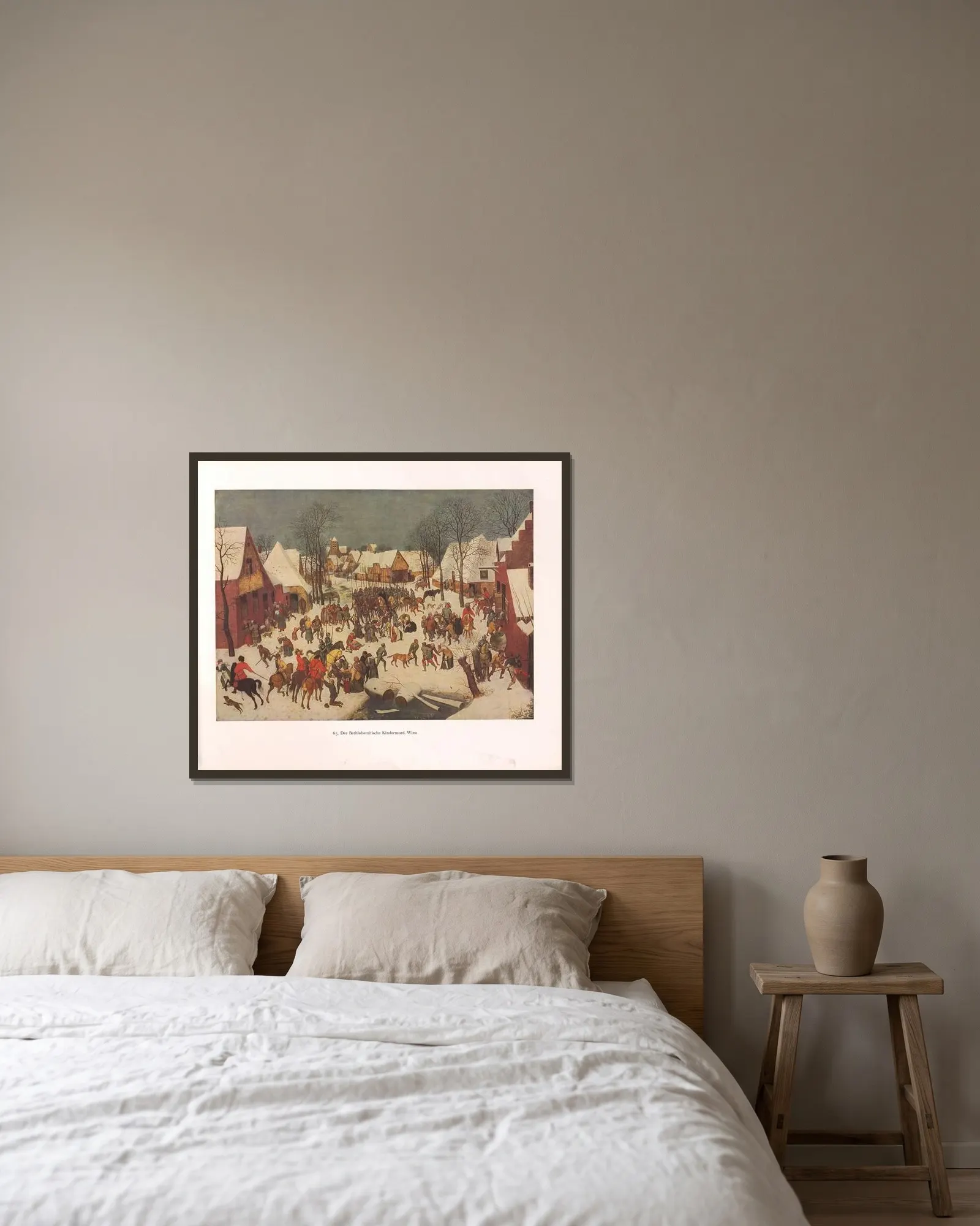 Der Bethlehemitische Kindermord av Pieter Bruegel The Elder inramad på en vägg