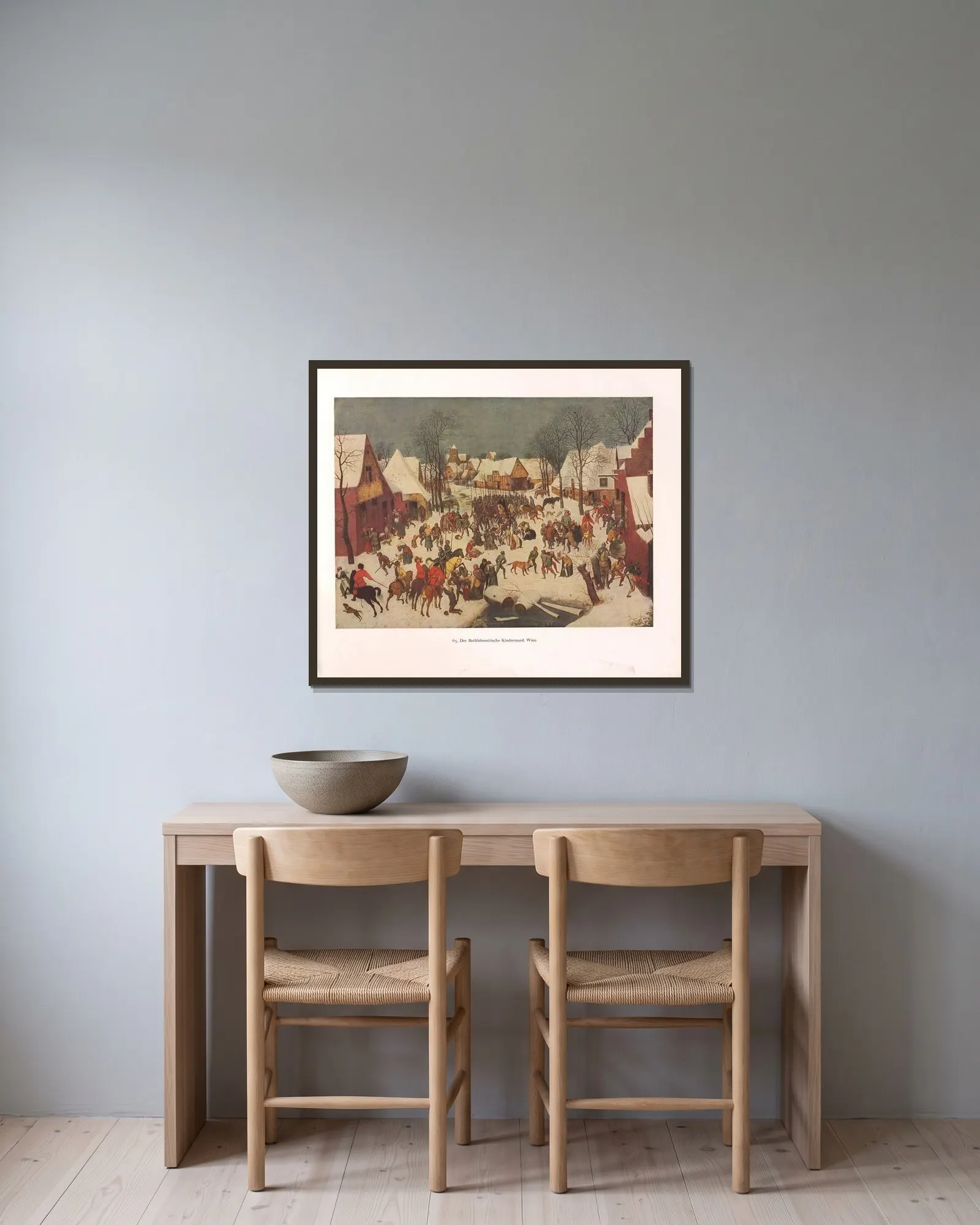 Der Bethlehemitische Kindermord av Pieter Bruegel The Elder inramad på en vägg