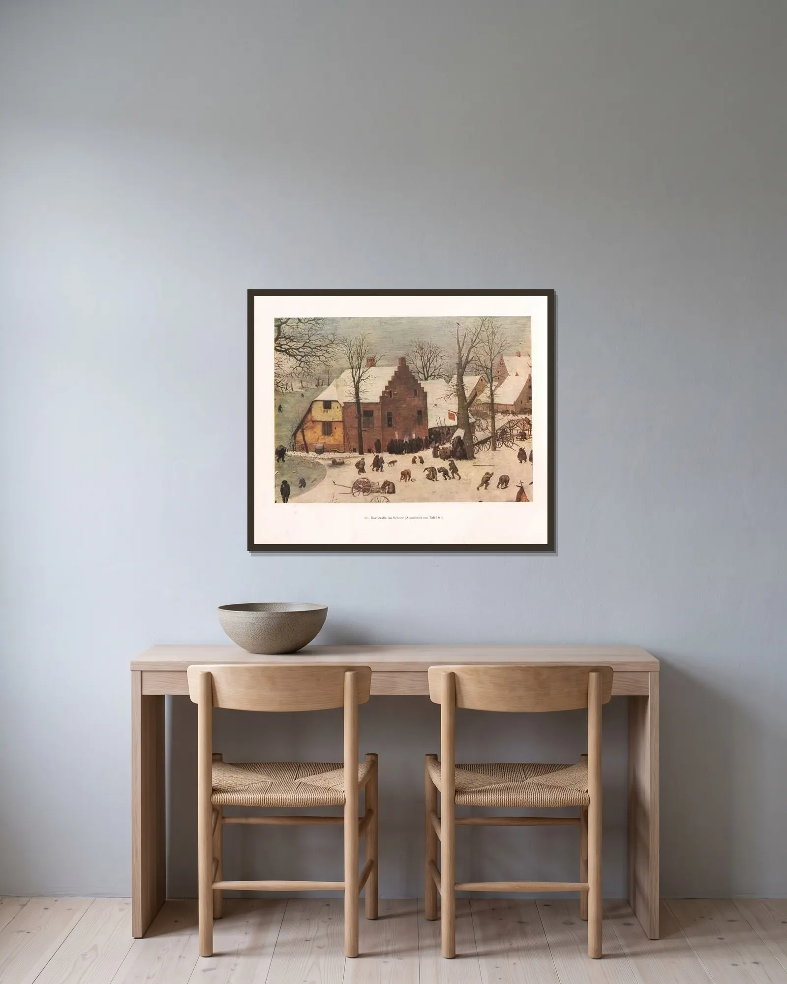 Dorfstraße im Schnee av Pieter Bruegel The Elder inramad på en vägg