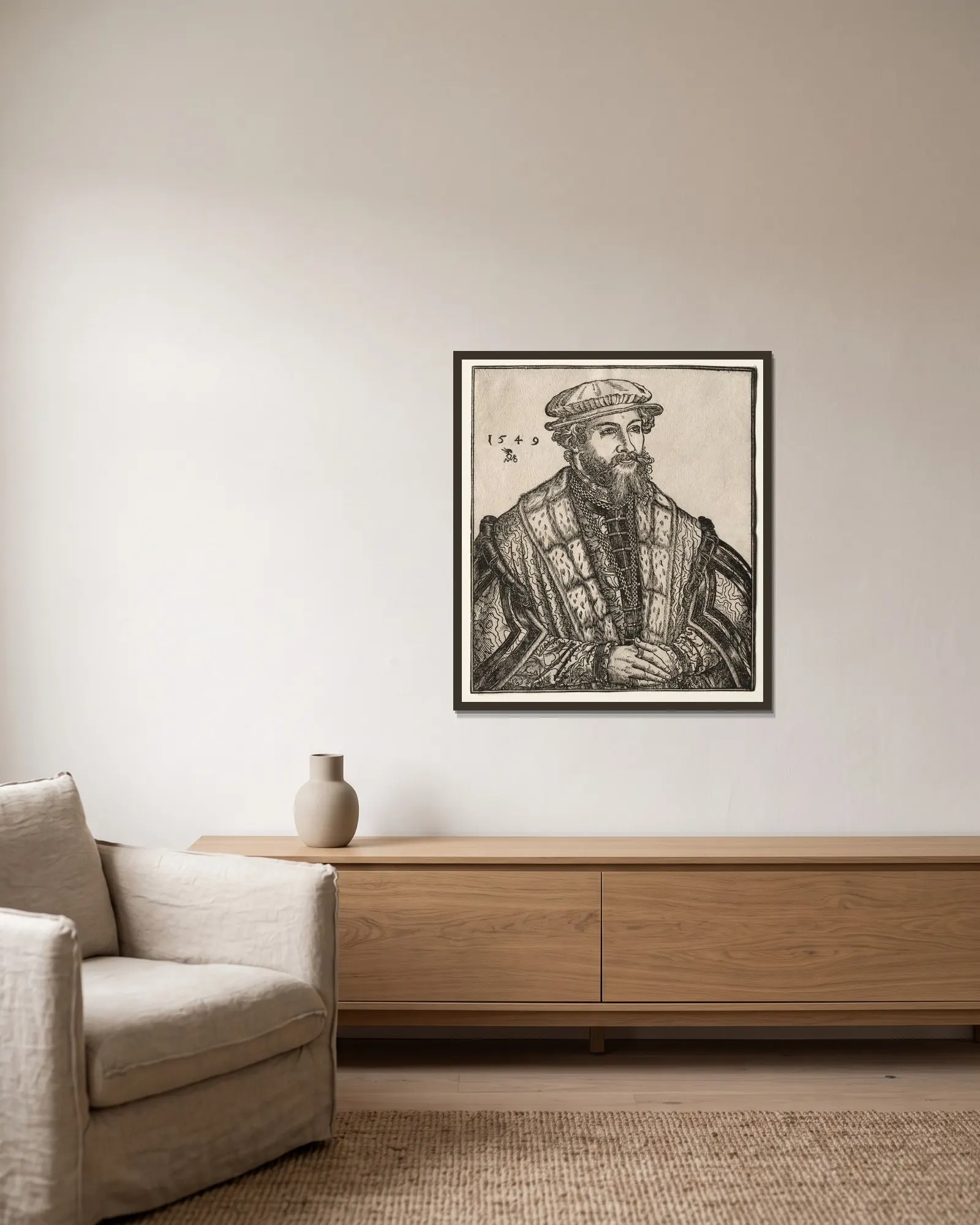 Dr. Christian Brück av Lucas Cranach the Elder inramad på en vägg