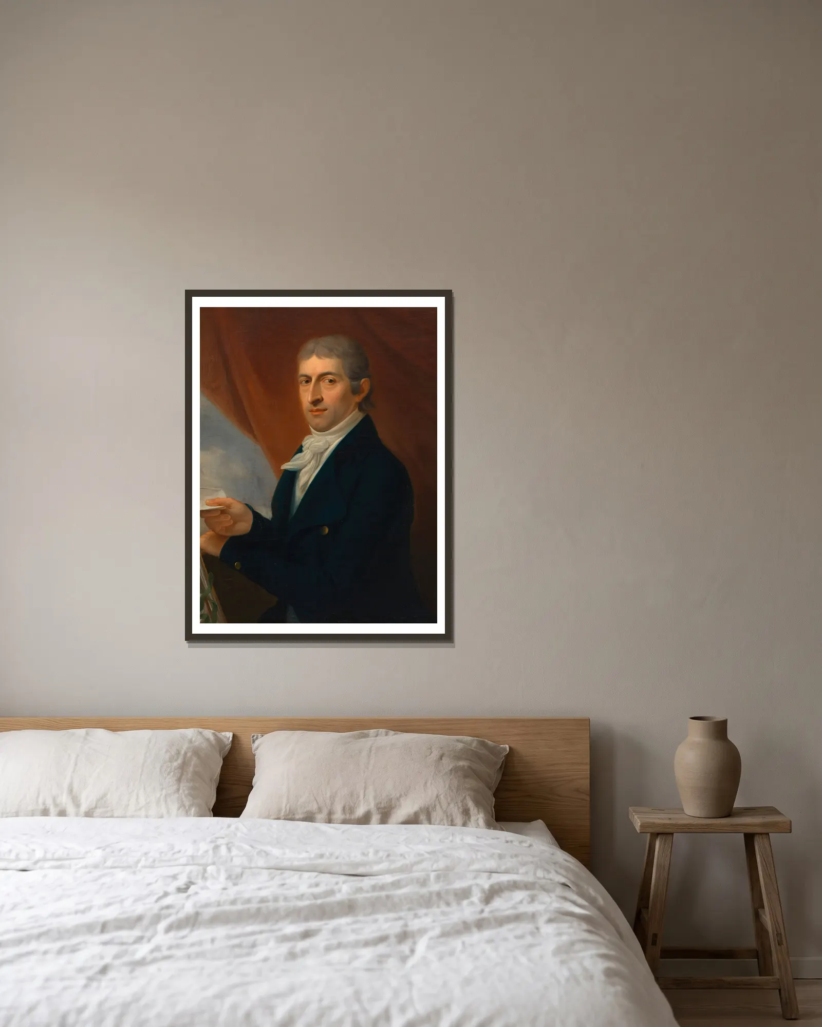 Johann (Giovanni) Cappi (Musikverleger) av Johann Baptist von Lampi the Elder inramad på en vägg