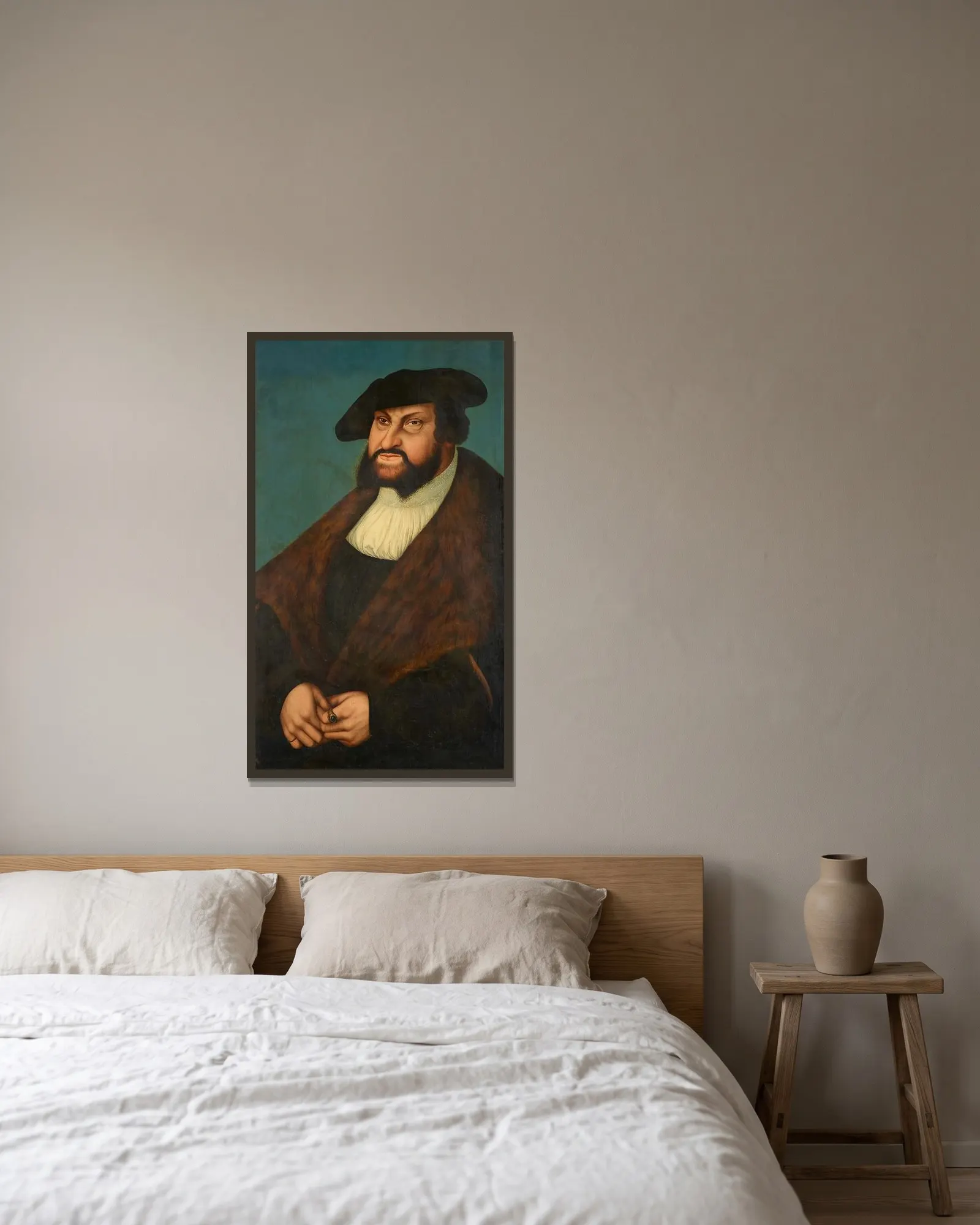 Johann the Steadfast av Lucas Cranach the Elder inramad på en vägg