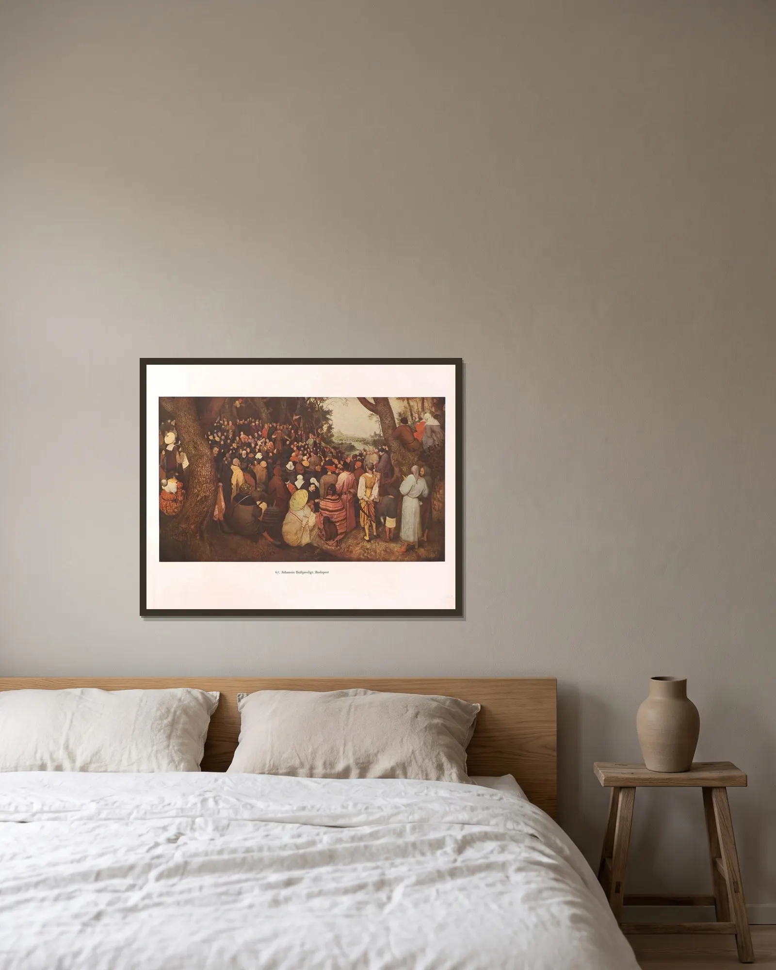 Johannis Bußpredigt (16th century) av Pieter Bruegel The Elder inramad på en vägg
