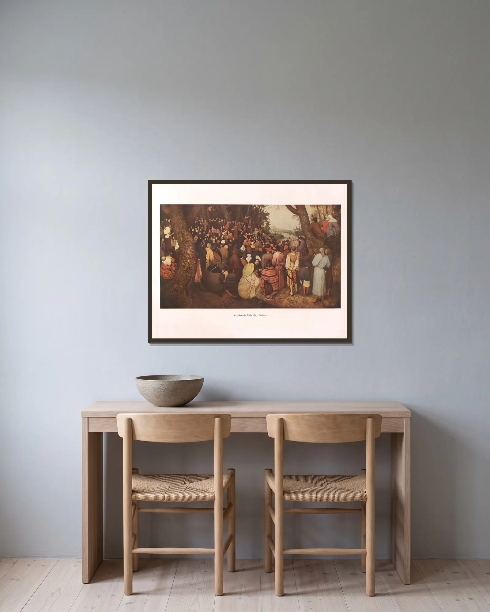 Johannis Bußpredigt (16th century) av Pieter Bruegel The Elder inramad på en vägg