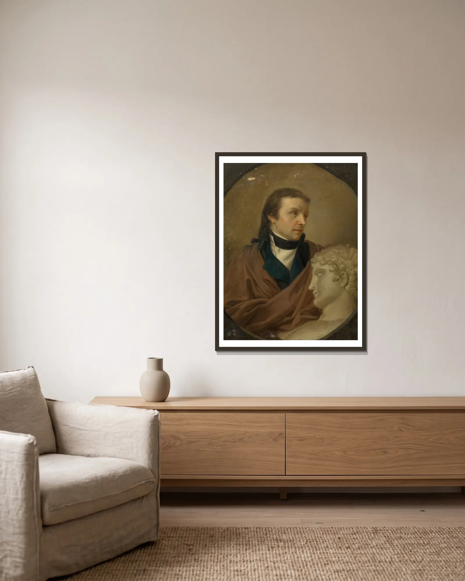 Josef Klieber (Bildhauer) av Johann Baptist von Lampi the Elder inramad på en vägg