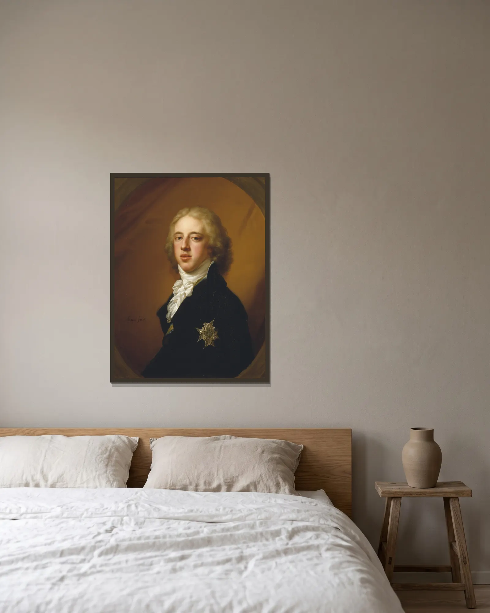 King Gustav IV Adolf av Johann Baptist von Lampi the Elder inramad på en vägg