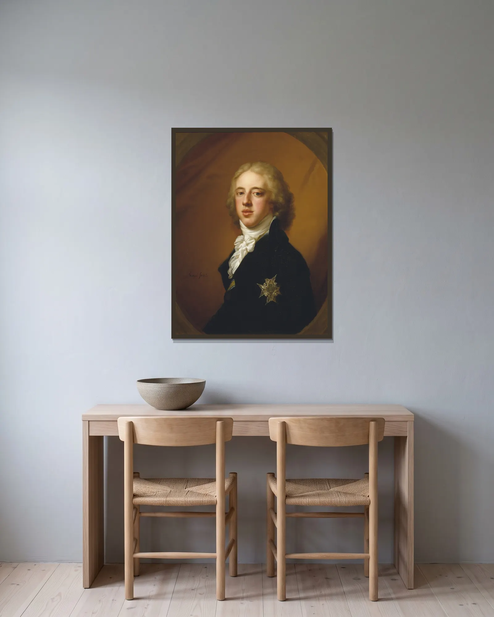 King Gustav IV Adolf av Johann Baptist von Lampi the Elder inramad på en vägg