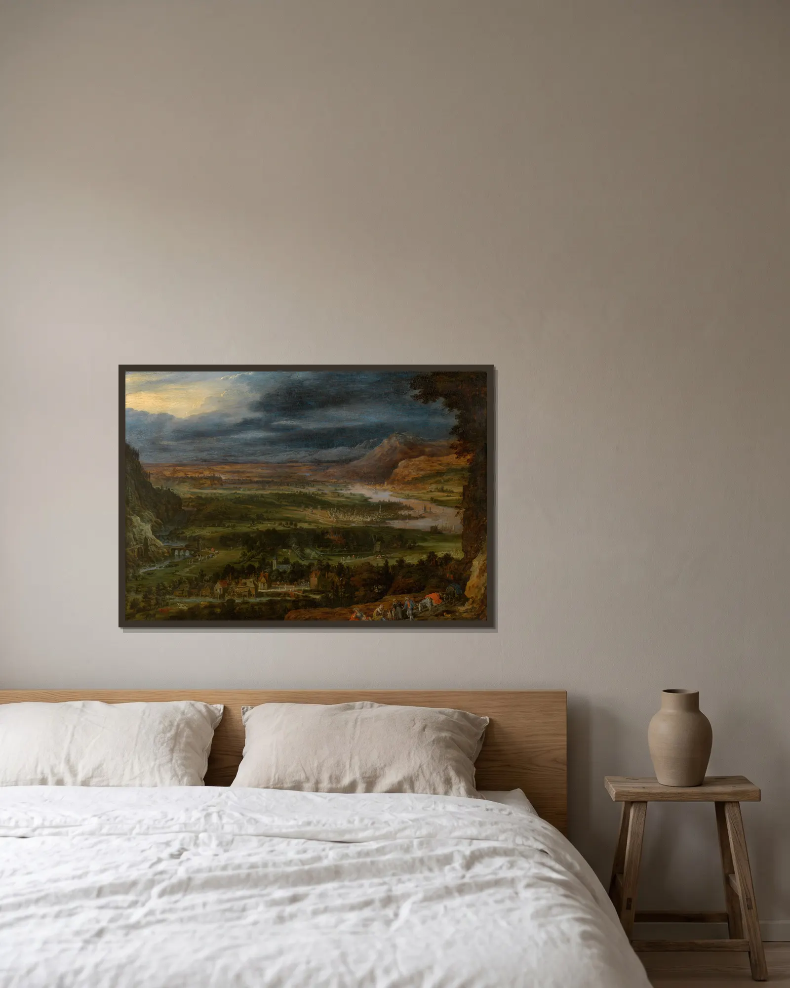 Landscape av Jan Brueghel The Elder inramad på en vägg