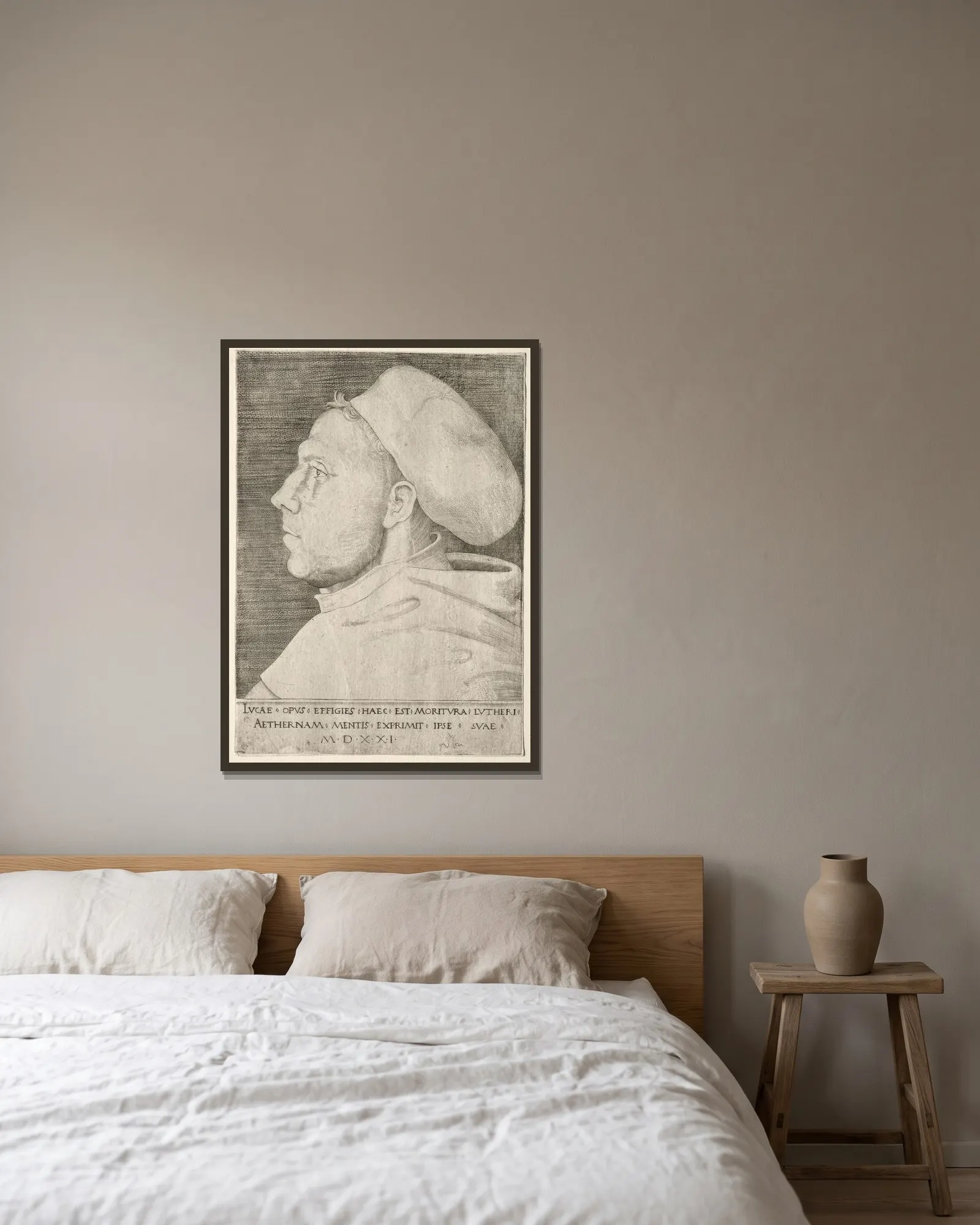 Martin Luther av Lucas Cranach the Elder inramad på en vägg