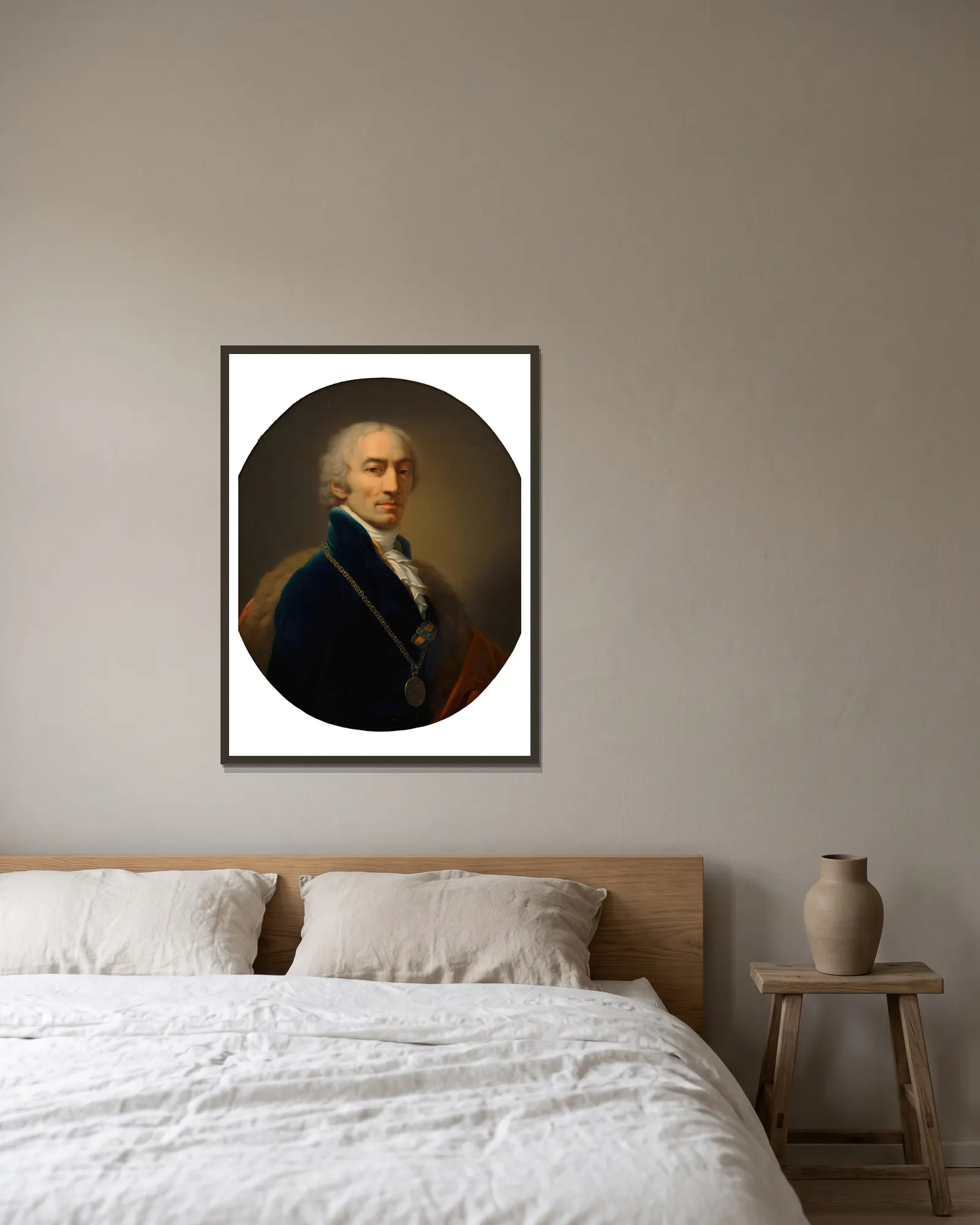 Michael Mayer (Hofquartierbuchverwalter) av Johann Baptist von Lampi the Elder inramad på en vägg