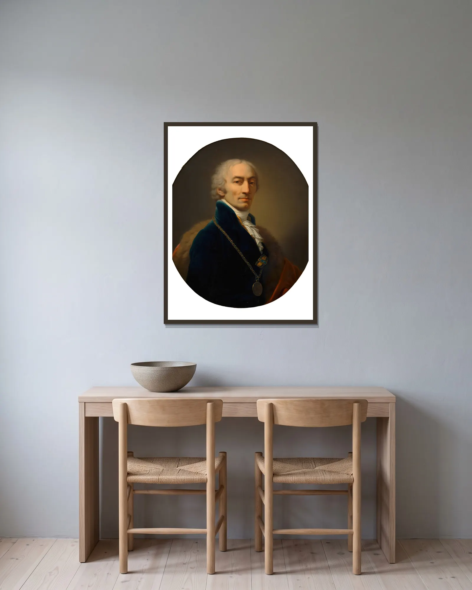 Michael Mayer (Hofquartierbuchverwalter) av Johann Baptist von Lampi the Elder inramad på en vägg
