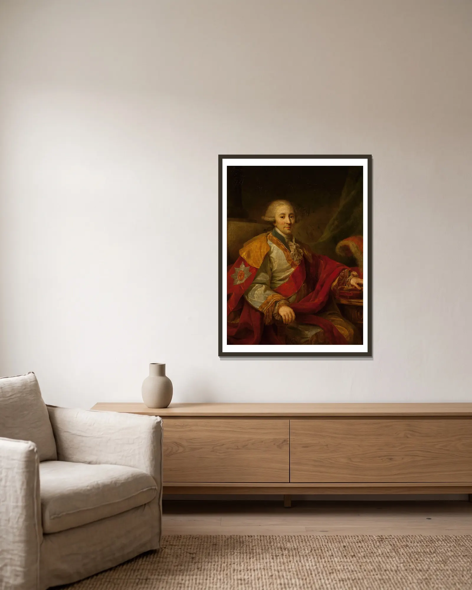Portrait of a dignitary av Johann Baptist von Lampi the Elder inramad på en vägg