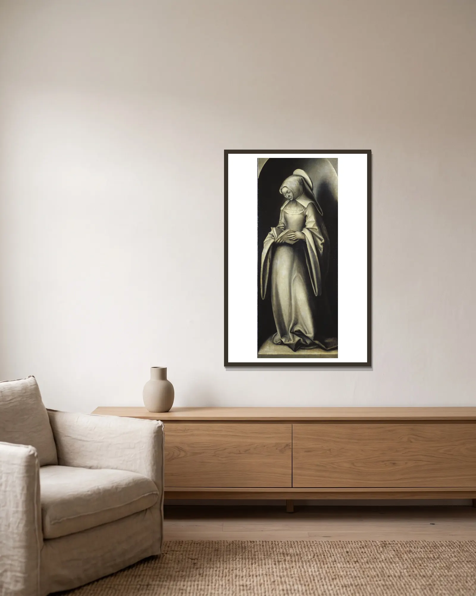St. Anne av Lucas Cranach the Elder inramad på en vägg