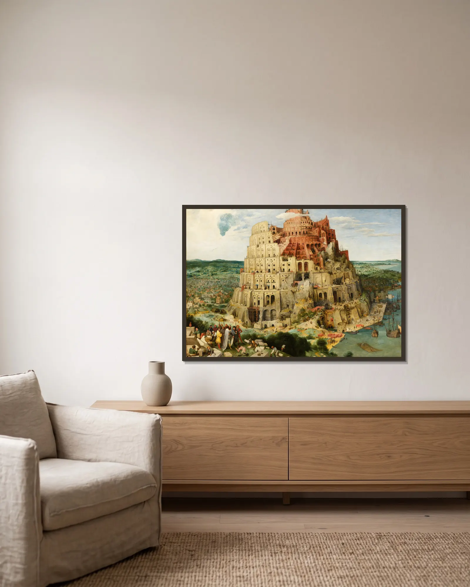 The Tower Of Babel (Vienna) – nr 1 av Pieter Bruegel The Elder inramad på en vägg